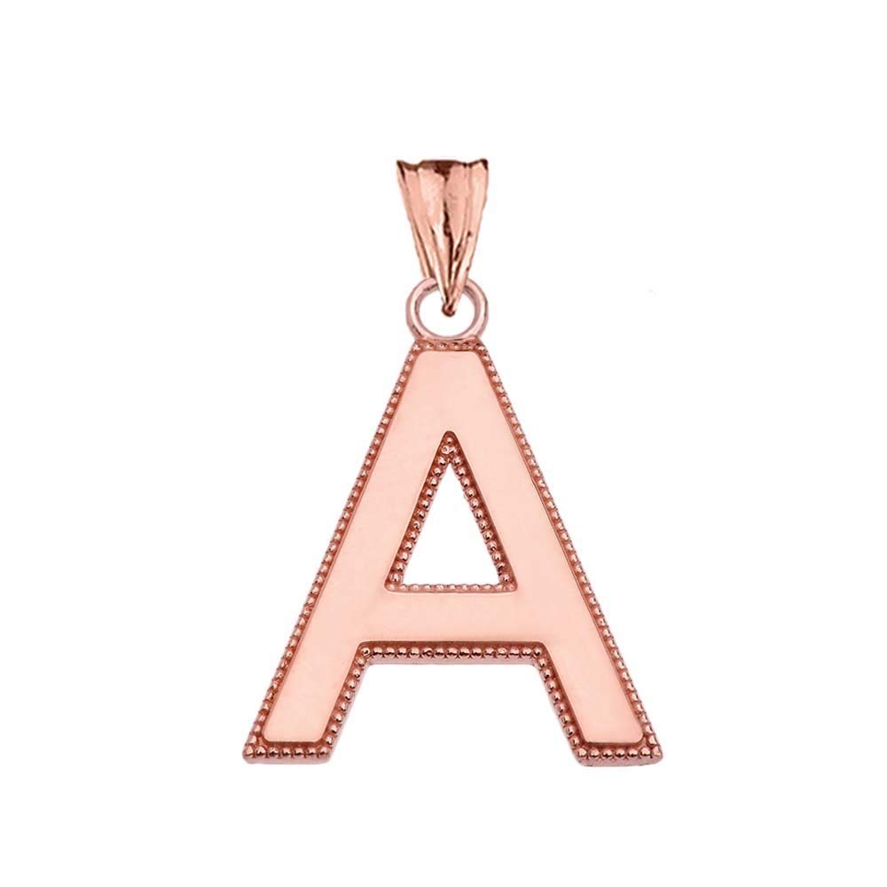 14K Rose Gold Personalized Milgrain Initial 