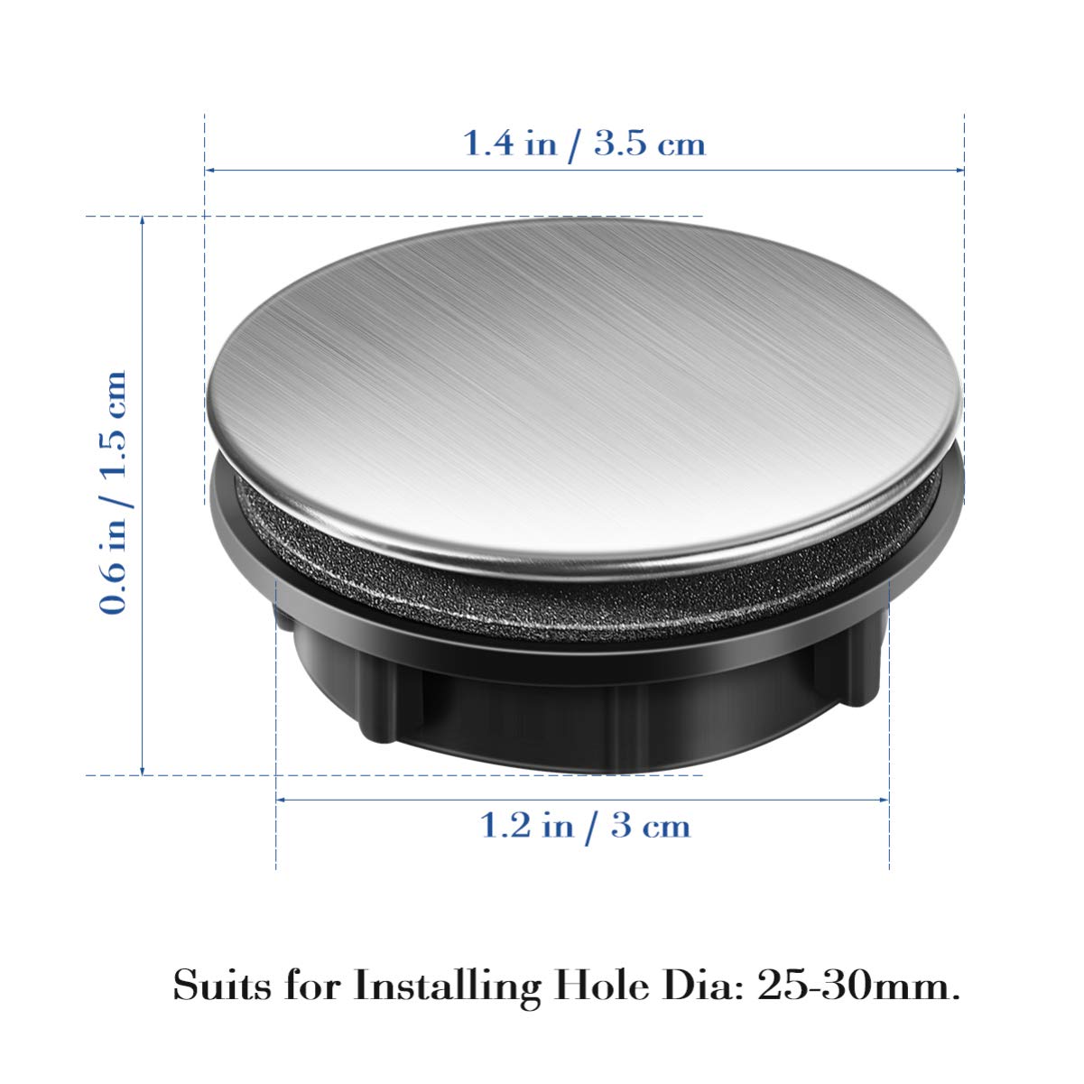 NUOBESTY 2pcs Stainless Steel Kitchen Sink Hole Covers with Sealing Ring - Durable Sink Tub Accessories for Leak Prevention and Easy Cleaning in Modern Kitchens
