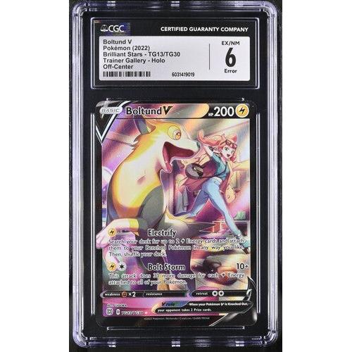 2022 Pokemon Brilliant Stars Boltund V Error Off-Center TG13/TG30 CGC 6 Graded Card - Rare Misprint for Collectors & TCG Players | Perfect for Display, Gaming & Investment