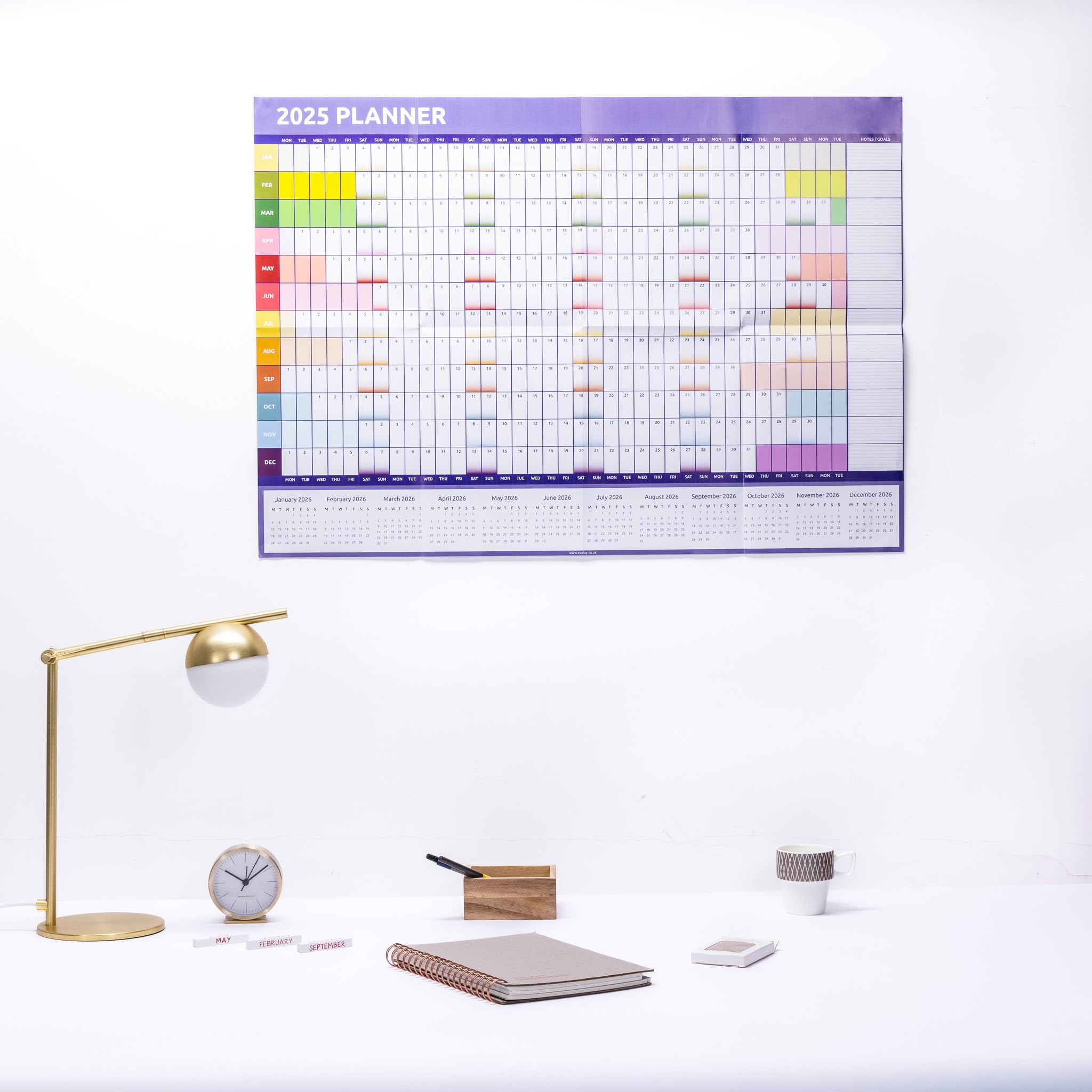 Evelay 2025 Wall Calendar Planner - Large A1 Size (84cm x 59cm) - Full Year at a Glance - Perfect for Home, Office & School Organization - Wall Decor & Productivity Tool