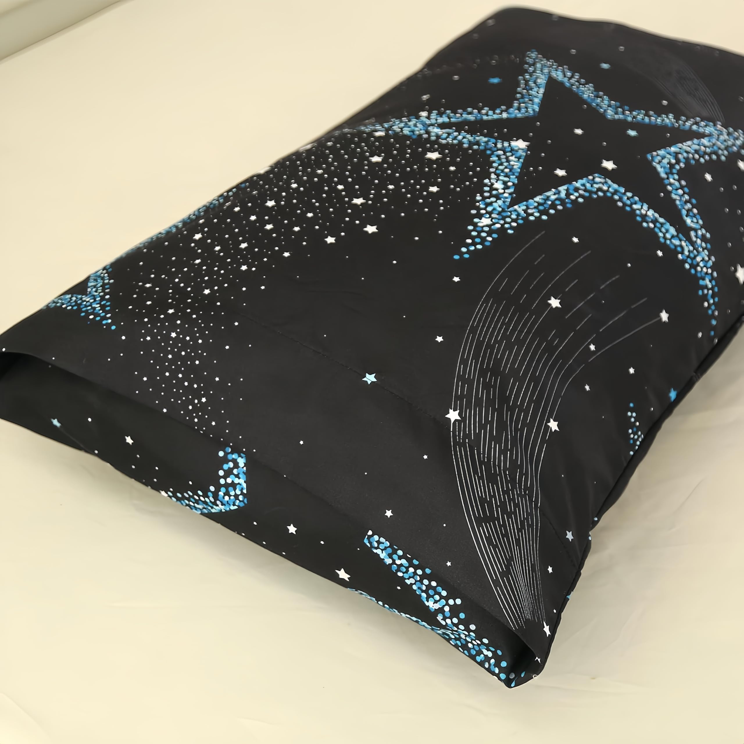 SDY 3PCS Star Duvet Cover Set Queen Size - Black Galaxy Space Themed Reversible Zipper Bedding for Kids, Teens & Adults - Perfect for Kids' Rooms, Dorm Decor & Space-Themed Bedrooms