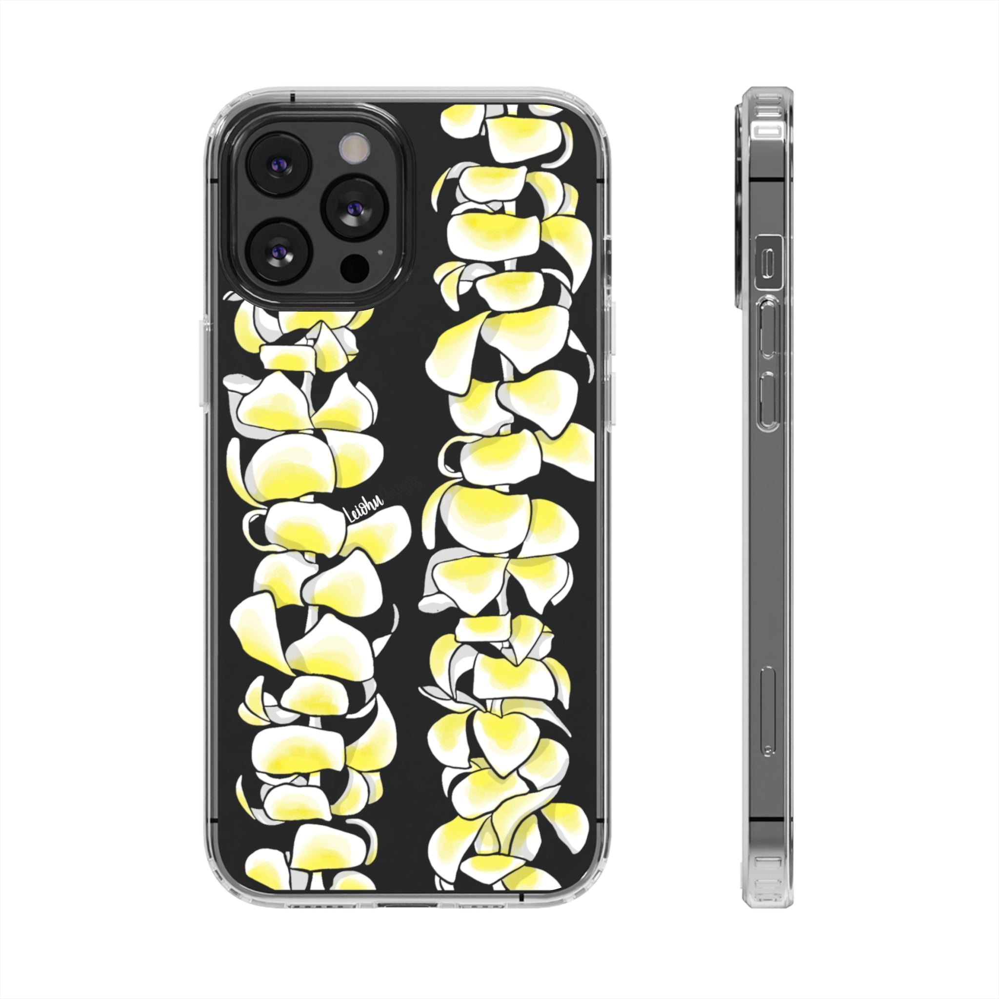 Hawaiian Plumeria Flower Lei Design Clear Phone Case - Durable Protective Cover for iPhone & Samsung - Perfect for Luau Parties, Beach Vacations & Summer Festivals