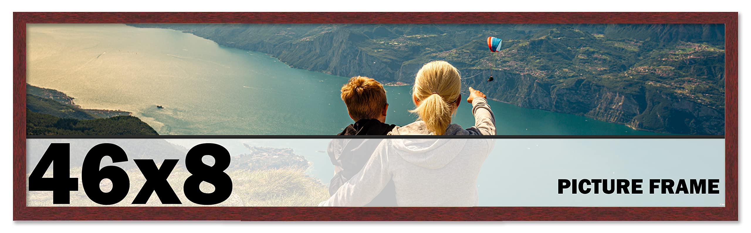 CountryArtHouse 46x8 Inch Solid Mahogany Wood Picture Frame Kit - Includes UV Acrylic Plexiglass, Acid-Free Foam Backing & Hanging Hardware - Perfect for Wall Art, Family Photos & Home Decor