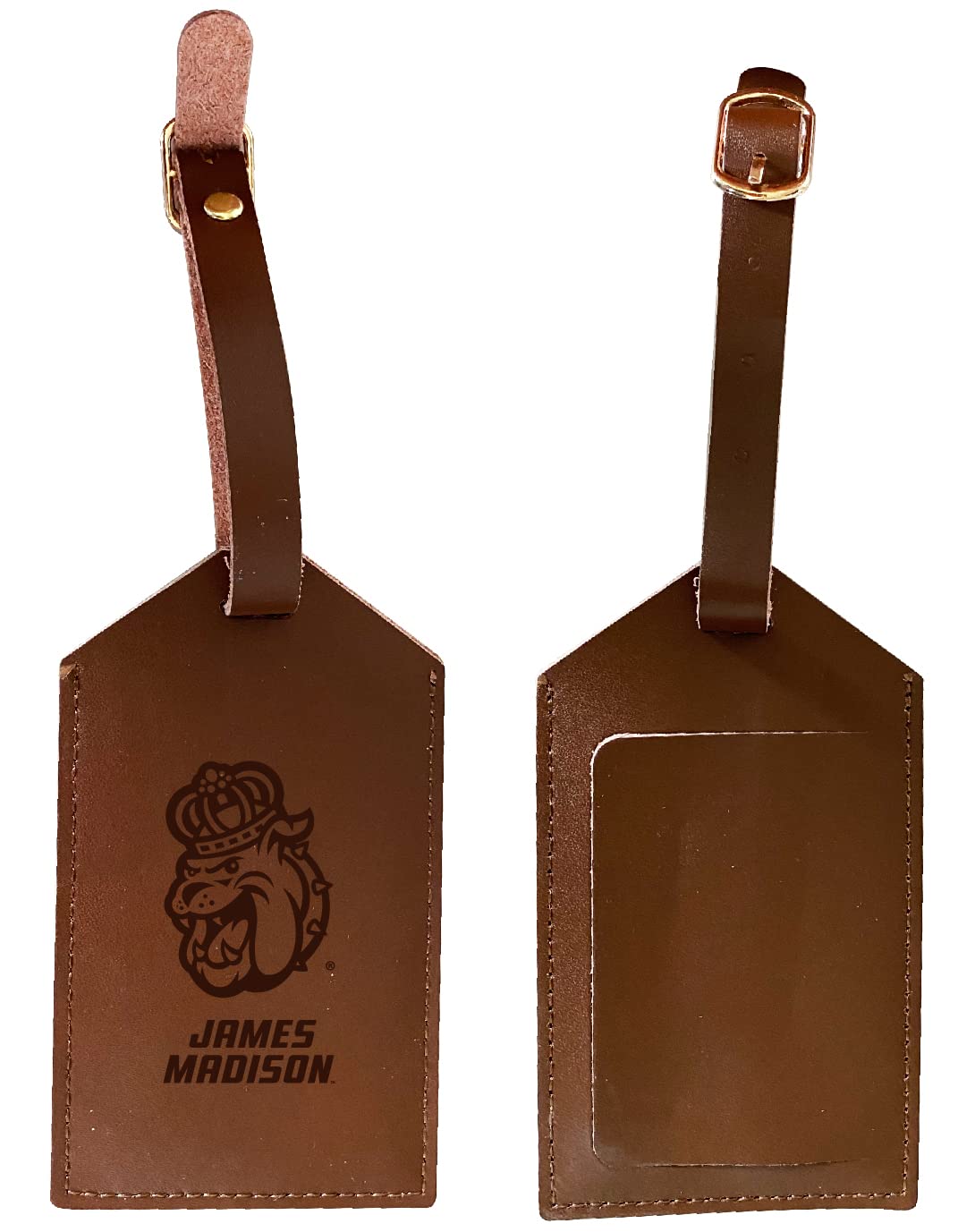 James Madison Dukes Leather Luggage Tag - Officially Licensed Collegiate Personalized Travel Accessory - Perfect for Alumni, Students & Fans Traveling with Style