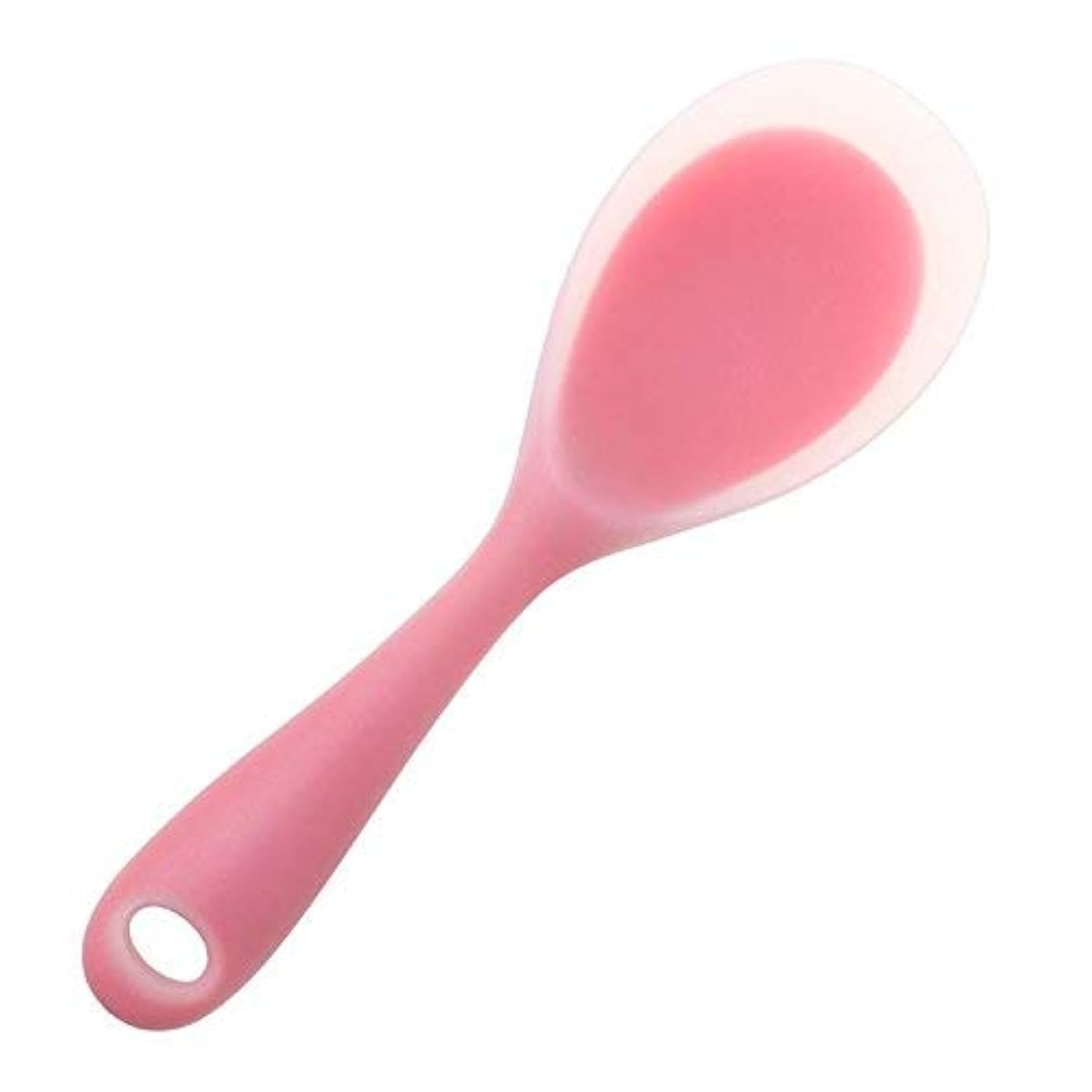 Non-Stick Silicone Rice & Soup Ladle Spoon - Heat Resistant Kitchen Utensil for Cooking, Serving (22.3 x 6.8cm) - Perfect for Asian Cuisine, Hot Pots & Family Dining (Green/Pink)