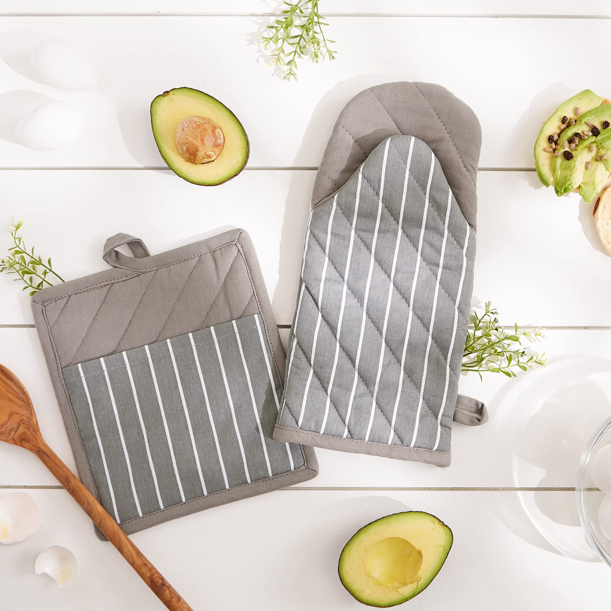 Professional Commercial Grade Chef Stripe Kitchen Set in Gray - Perfect for Restaurants, Catering & Home Cooking