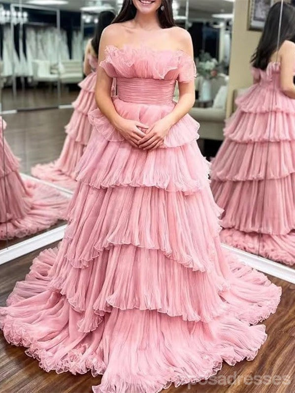 Elegant Pink A-Line Long Prom Dress for Women - High-End Evening Gown for Party, Homecoming, and Formal Events - Style 13706