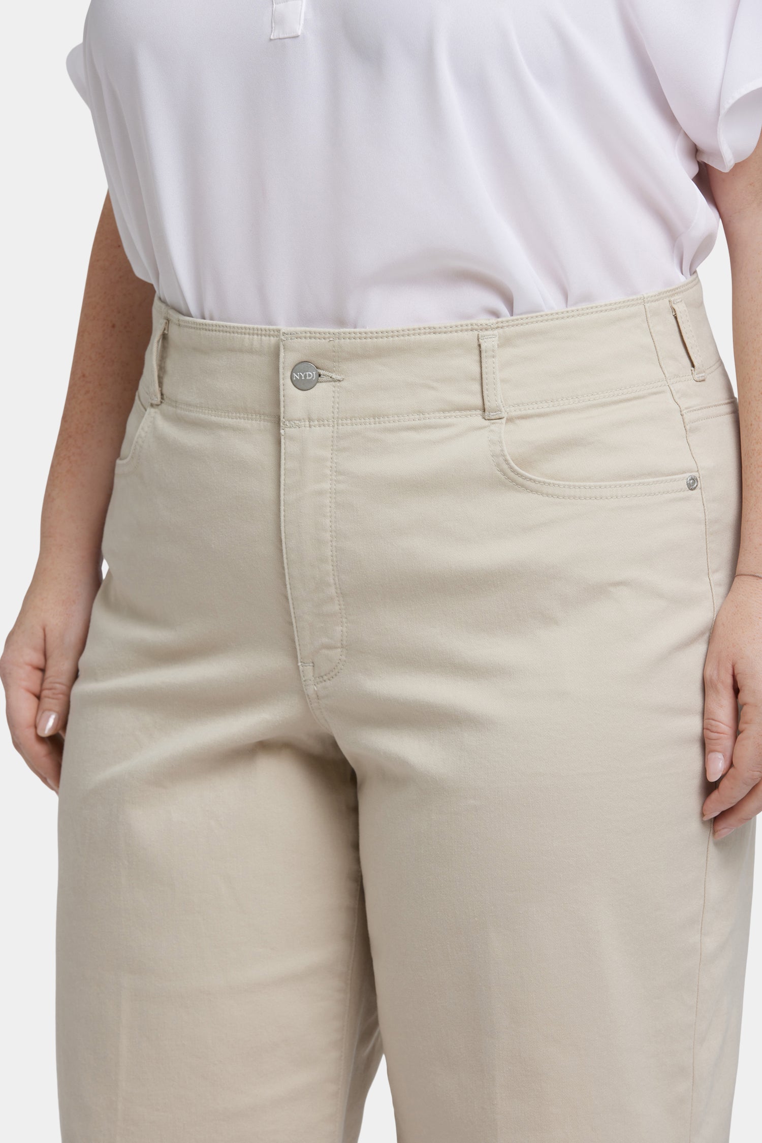 Brigitte Wide Leg Capri Jeans for Women - Plus Size Stretch Denim Pants with Feather Design | Casual & Comfortable Summer Outfit