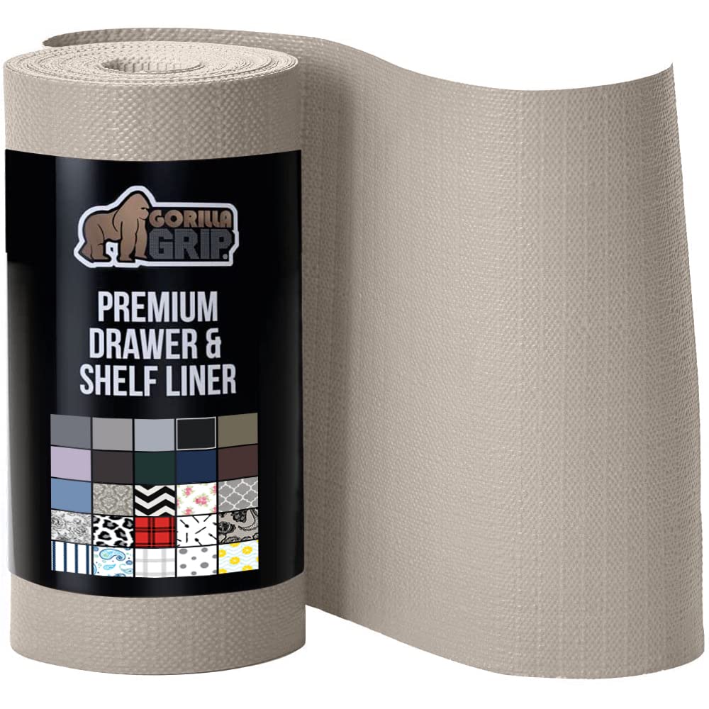 Gorilla Grip Non-Slip Drawer & Shelf Liner - Waterproof, Non-Adhesive Kitchen Cabinet Liner - Easy to Clean & Cut Smooth Surface for Pantry, Shelves, Drawers (12