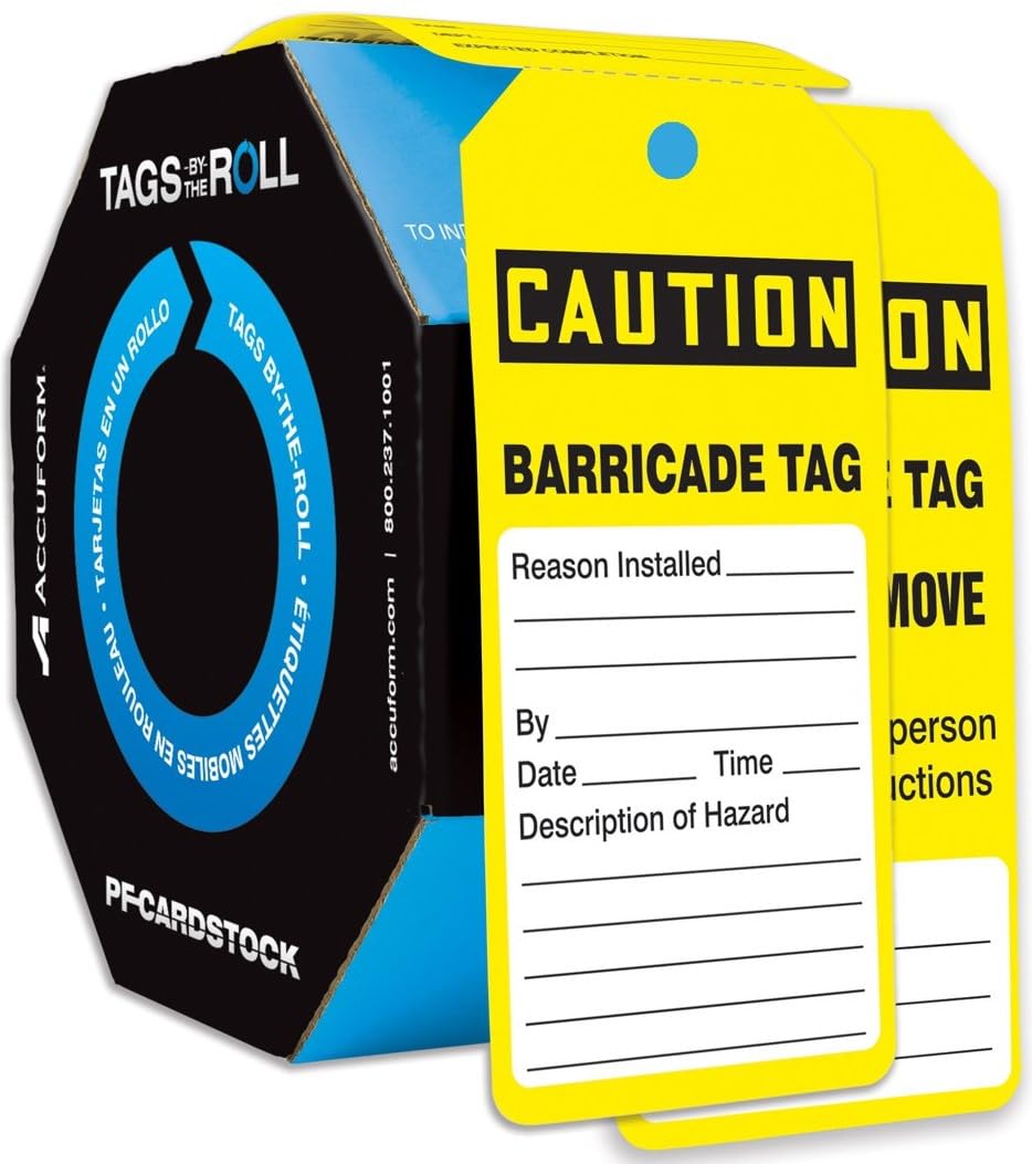 Accuform NMC 250 Safety Tags Roll - OSHA Compliant Caution Barricade Signs - 6.25