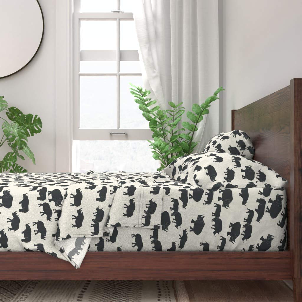 100% Cotton Twin 3-Piece Sheet Set | Black Rhino Endangered Africa Species Animal Print | Safari Themed Custom Bedding | Perfect for Kids' Rooms, Guest Bedrooms & Wildlife Decor