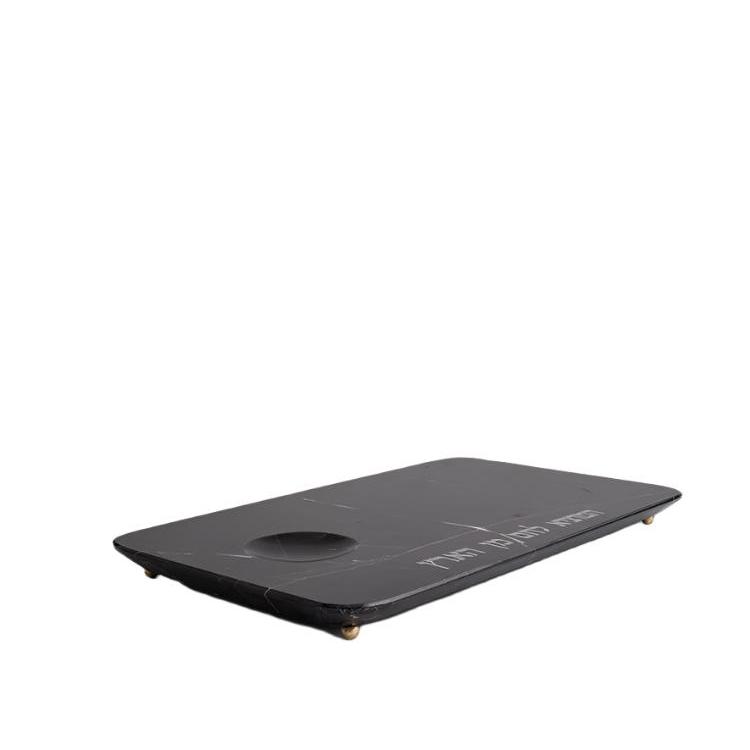 Black Marble Challah Board - Elegant Serving Tray for Bread, Cheese & Charcuterie | Perfect for Shabbat, Holidays & Dinner Parties