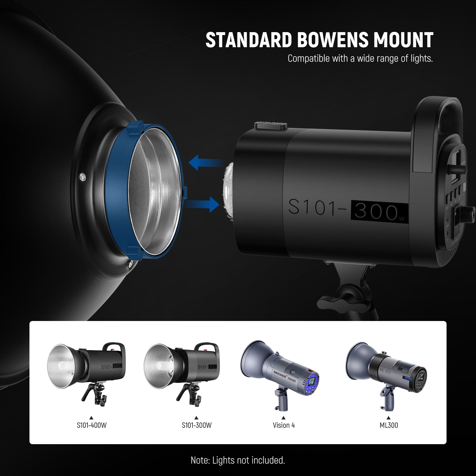 Professional NEEWER Studio Strobe Flash Light Reflector Beauty Dish for Photography - Perfect for Portrait, Fashion, and Product Photography