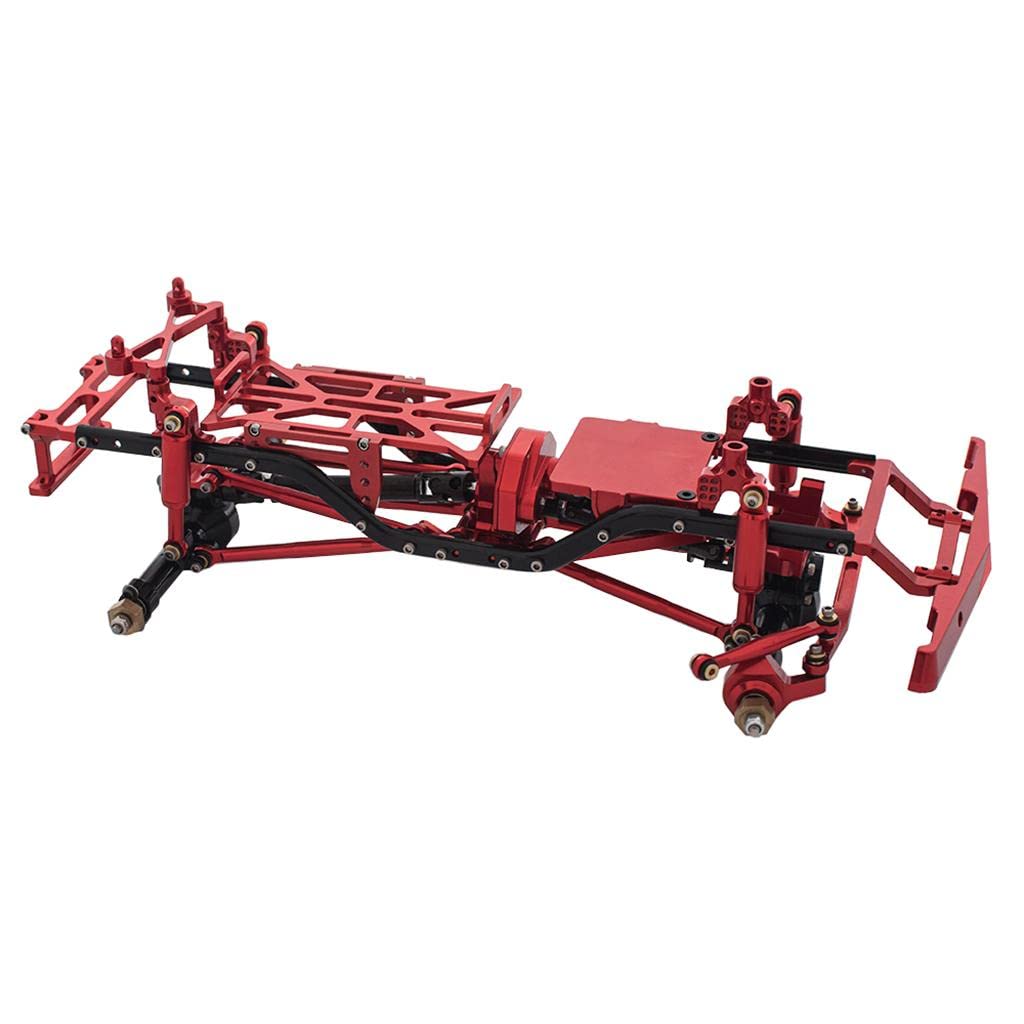 Premium Aluminum Alloy Wheelbase Metal Chassis for Axial SCX24 90081 RC Crawler - Red (Upgrade Parts for Off-Road Performance) - Perfect for Rock Crawling, Trail Adventures & RC Car Enthusiasts