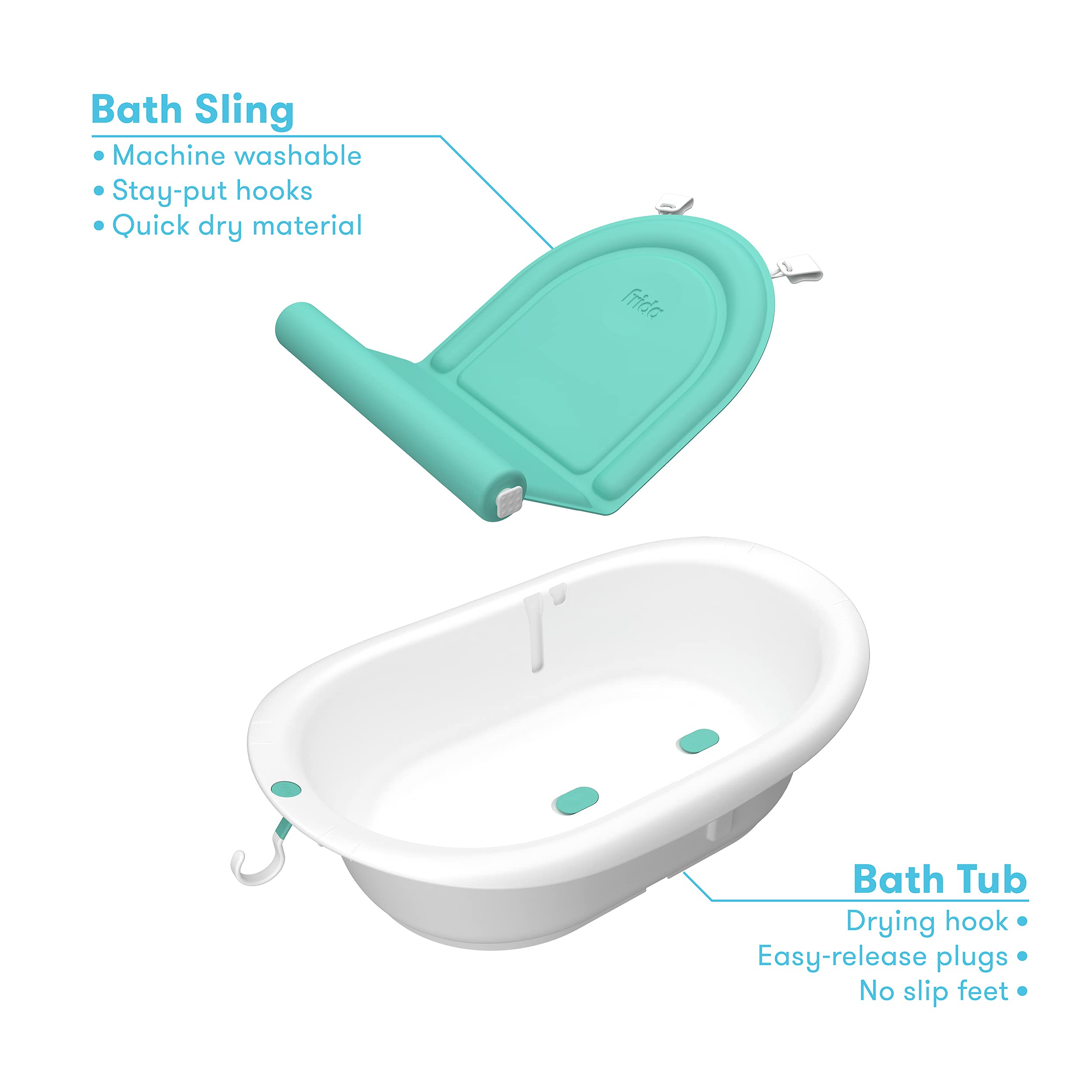 Frida Baby 4-in-1 Bathtub & Rinser Cup Kit for Newborns to Toddlers - Perfect for Safe Bath Time