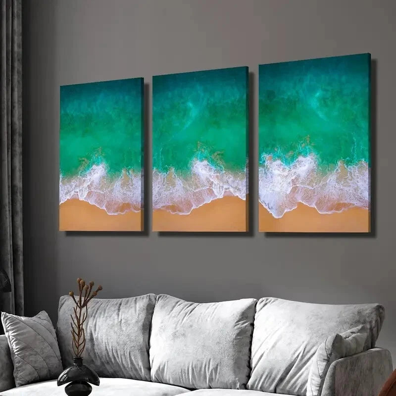 3-Piece Ocean Waves Canvas Wall Art Set - Framed 40x60cm High Quality Print | 100% Australian Made | Ready to Hang | Perfect for Living Room, Bedroom & Office Decor