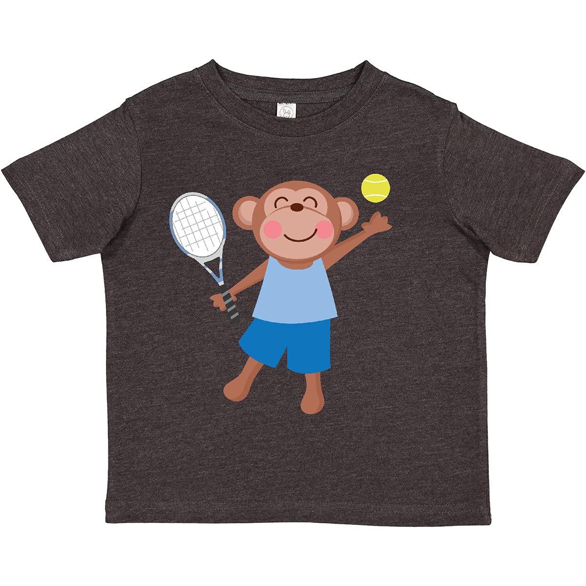 Inktastic Tennis Monkey Kids Toddler T-Shirt - Cute Cartoon Monkey Playing Tennis Graphic Tee for Boys & Girls - Perfect for Playdates, Sports Events & Casual Wear