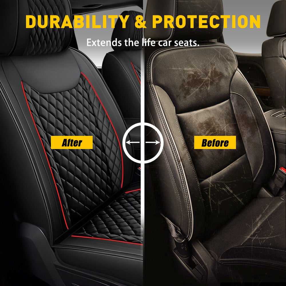 Premium 5-Piece Leather Car Seat Covers Set - Perfect Fit for 2009-2022 RAM 1500, 2500 & 3500 Trucks - Luxury Protection & Comfort Upgrade for Daily Commute, Road Trips & Off-Road Adventures