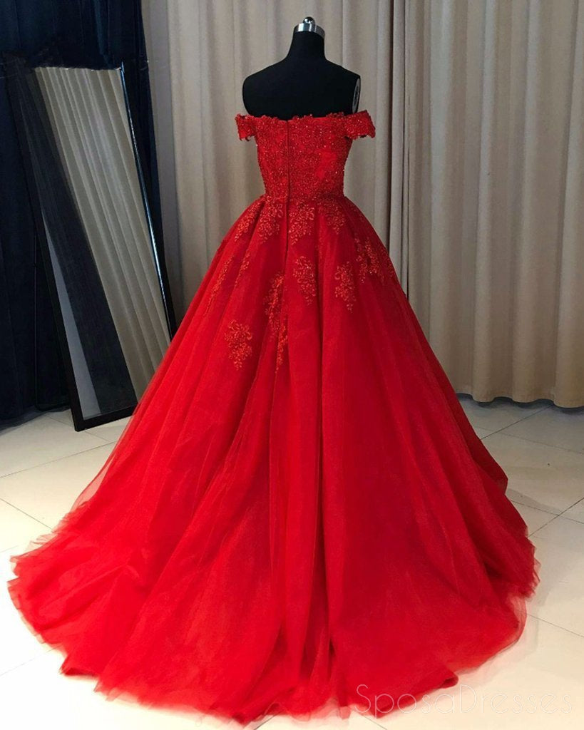 Elegant Off Shoulder Red Lace A-Line Prom Dress for Sweet 16 & Evening Events | Formal Party Gown | Perfect for Homecoming, Prom Night & Special Occasions