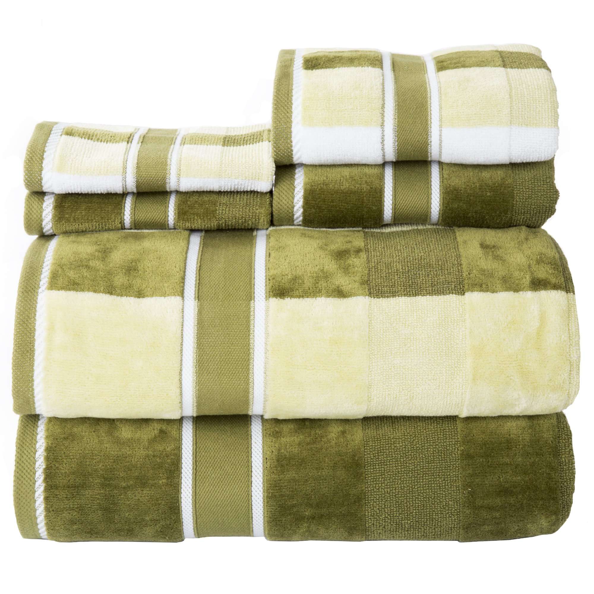 Luxury 6-Piece Cotton Towel Set - 525 GSM 100% Premium Bath Towels, Hand Towels & Washcloths - Ultra Soft & Absorbent Bathroom Essentials for Shower, Spa, Gym, Dorm - Perfect Home & Hotel Use by Lavish Home (Green)