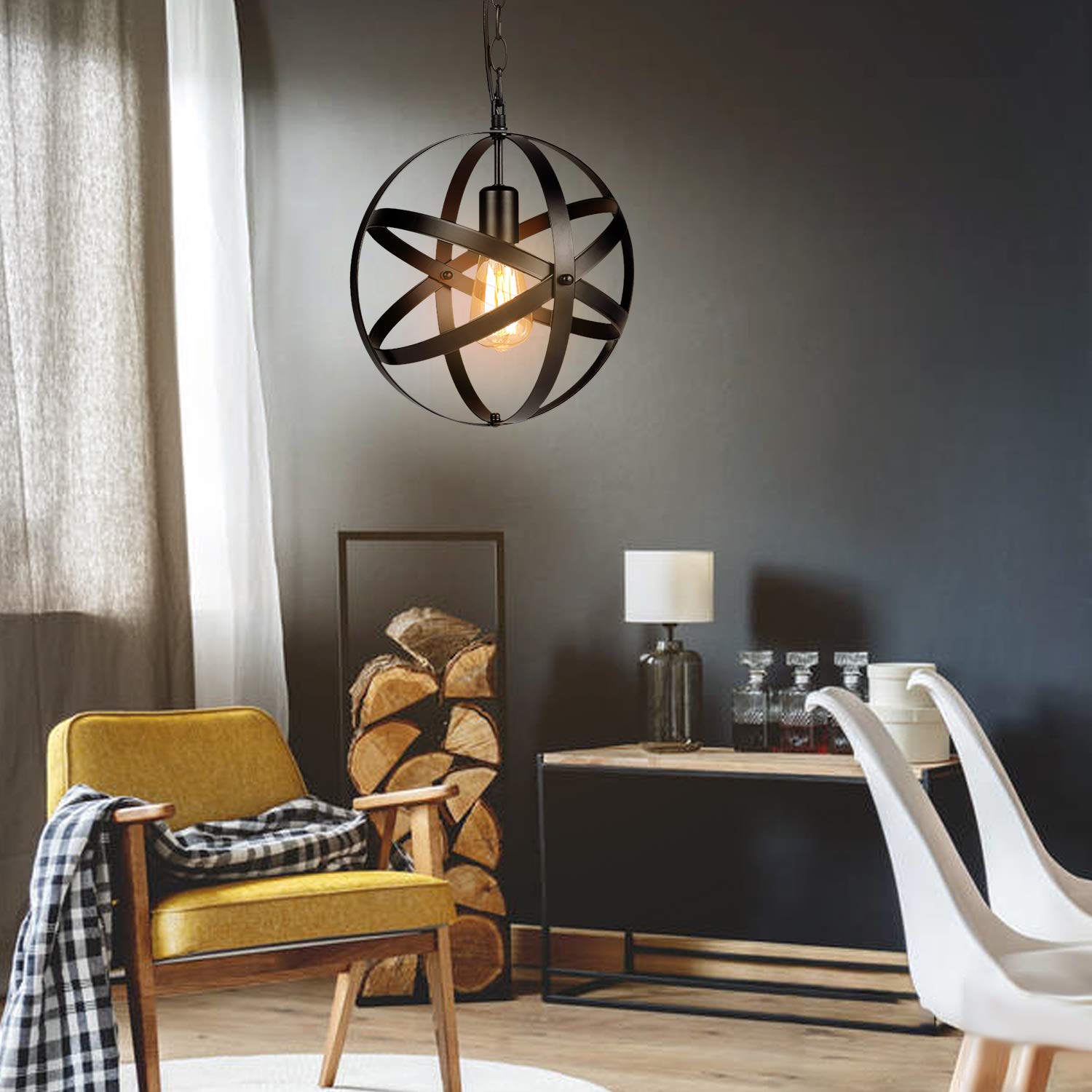 Tomshine Rustic Metal Plug-in Pendant Light - Farmhouse Chandelier for Kitchen, Dining Room, Bedroom & Living Room | Easy Installation Hanging Light Fixture for Home Decor