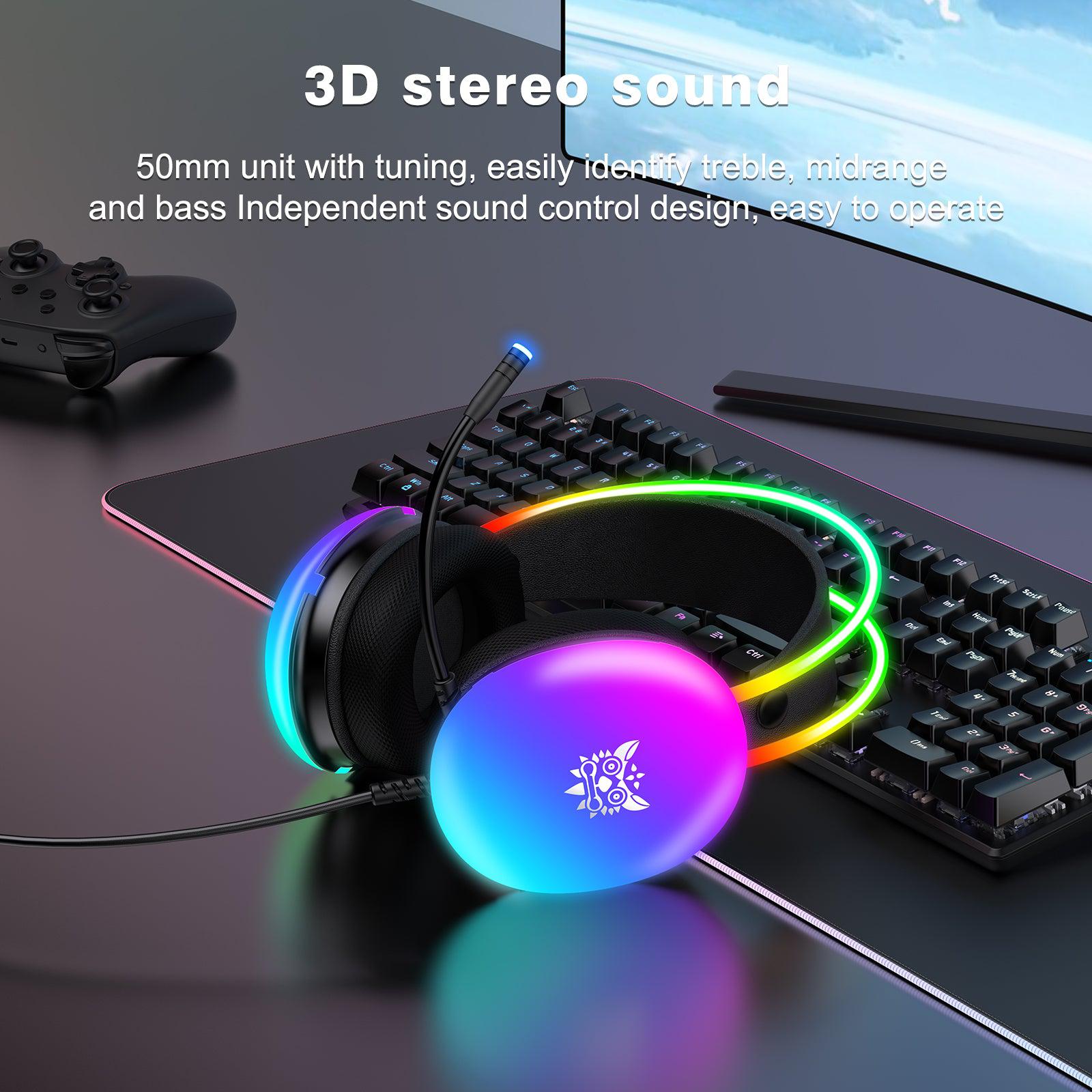 ONIKUMA X25 RGB Gaming Headset with Noise Cancelling Mic - 7.1 Surround Sound for PC, PS4, PS5, Xbox - Comfortable Over-Ear Headphones for Gaming, Streaming & Music (Perfect for Esports & Late-Night Gaming)