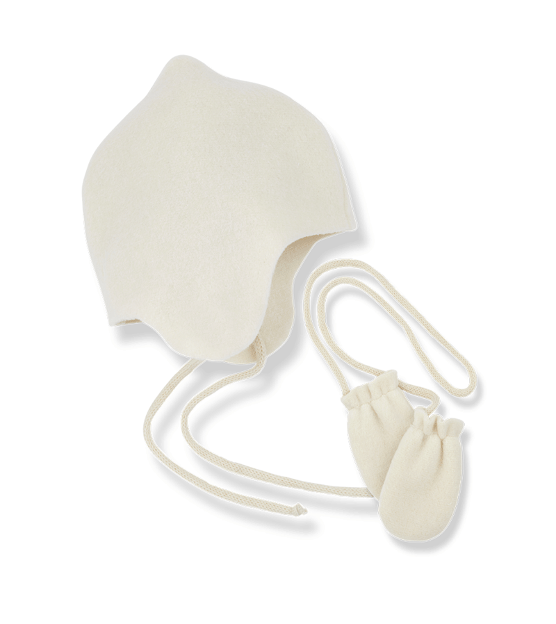 1+ in the Family Ecru Tanit Baby Hat and Mitten Set - Soft Newborn Winter Accessories for Boys & Girls - Perfect for Outdoor Activities, Photography & Cold Weather Protection