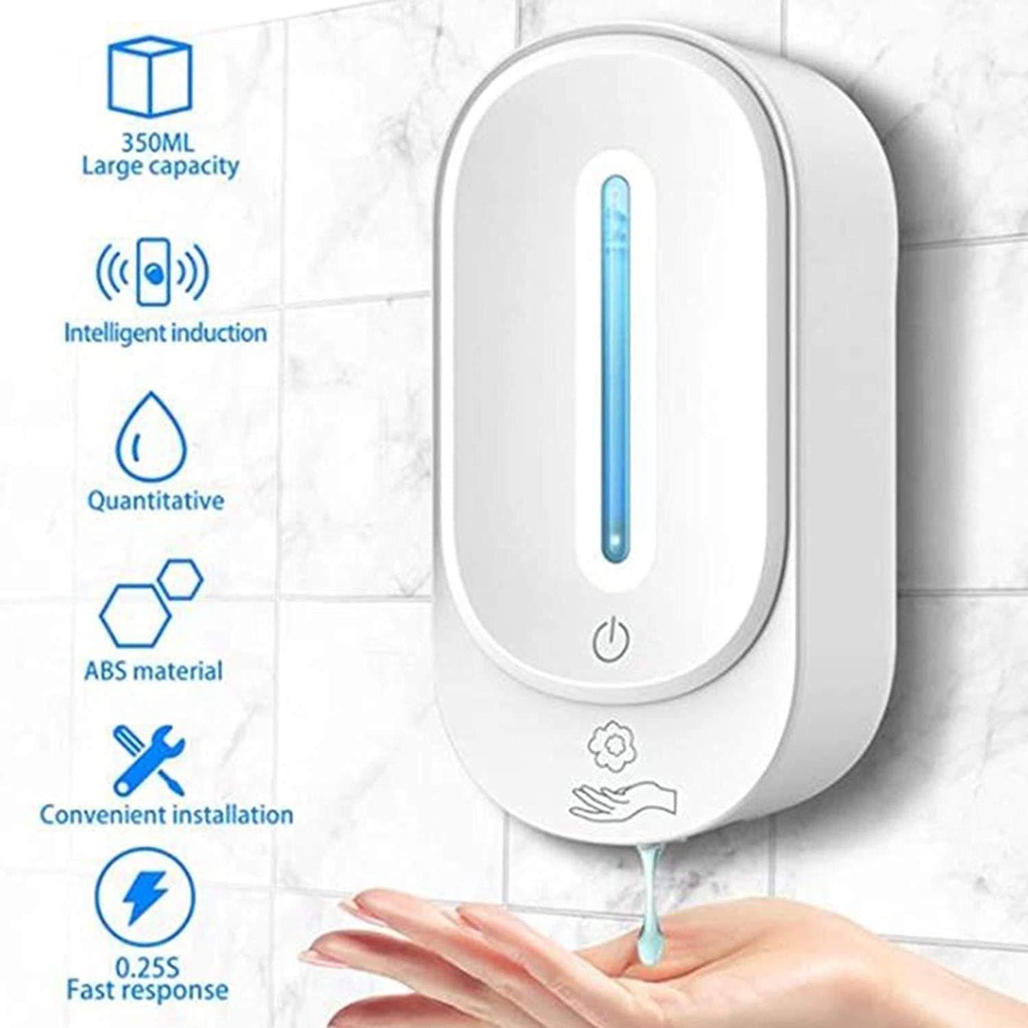 Wall Mounted Commercial Automatic Liquid Soap Dispenser - 12oz/350ml Large Capacity Touchless Soap Dispenser for Bathroom, Kitchen, Office, School, Hospital & Restaurant Use