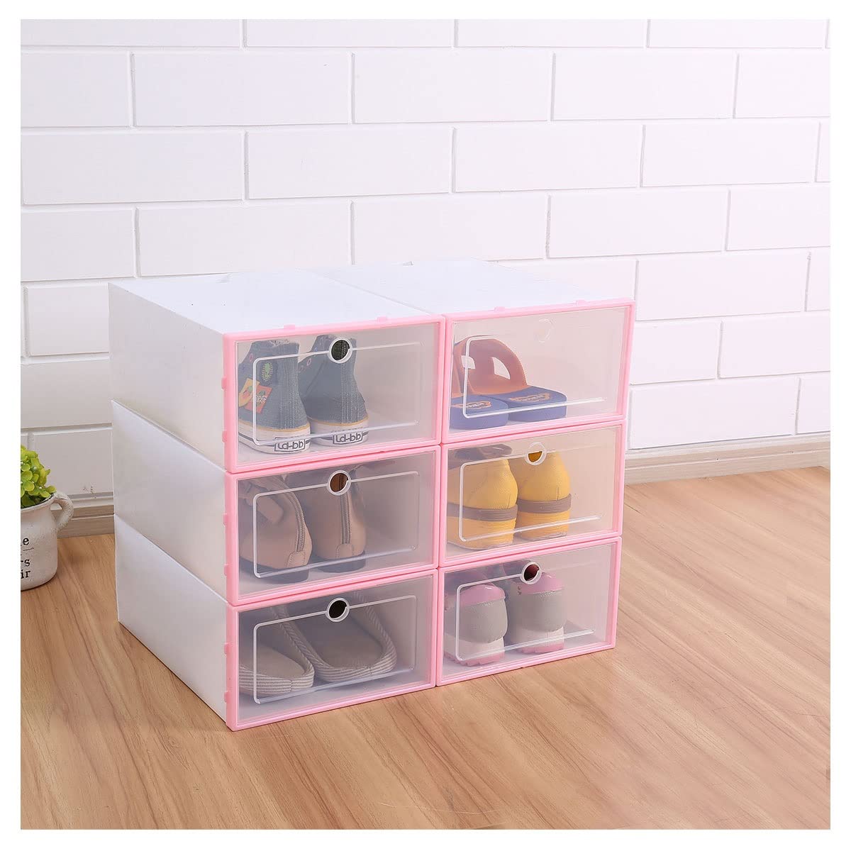 HUKSXZ Clear Stackable Shoe Storage Box with Magnetic Door - Plastic Shoe Organizer for Sneakers, Boots & Heels | Space-Saving Closet & Display Case for Men & Women | Perfect for Bedroom, Walk-in Closet & Shoe Store Organization
