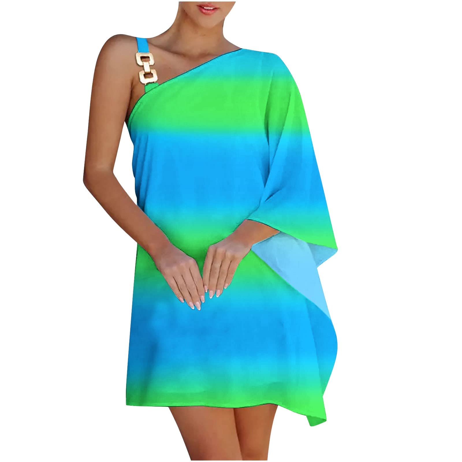 2022 Women's Sexy Off Shoulder Summer Dresses - Casual Printed Loose Half Sleeve Sling Dress | Perfect for Beach Vacations, Date Nights & Summer Parties