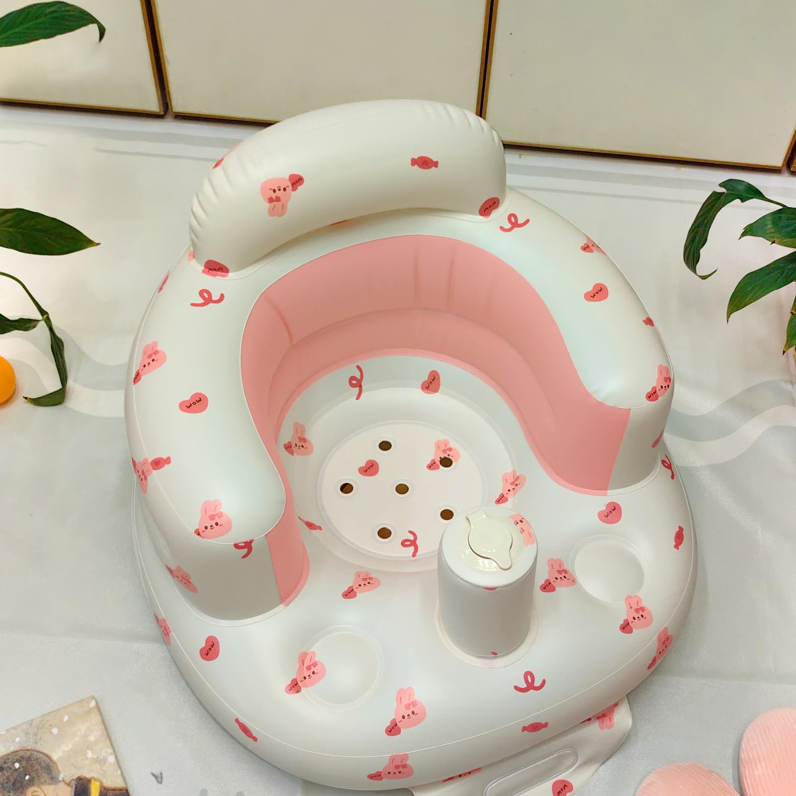 Inflatable Baby Chair with Cute Rabbit Design - Portable Air Chair for Infants 3+ Months, Sit-Up Support & Floor Seat for Toddlers | Perfect for Indoor Play, Beach, Picnics & Travel