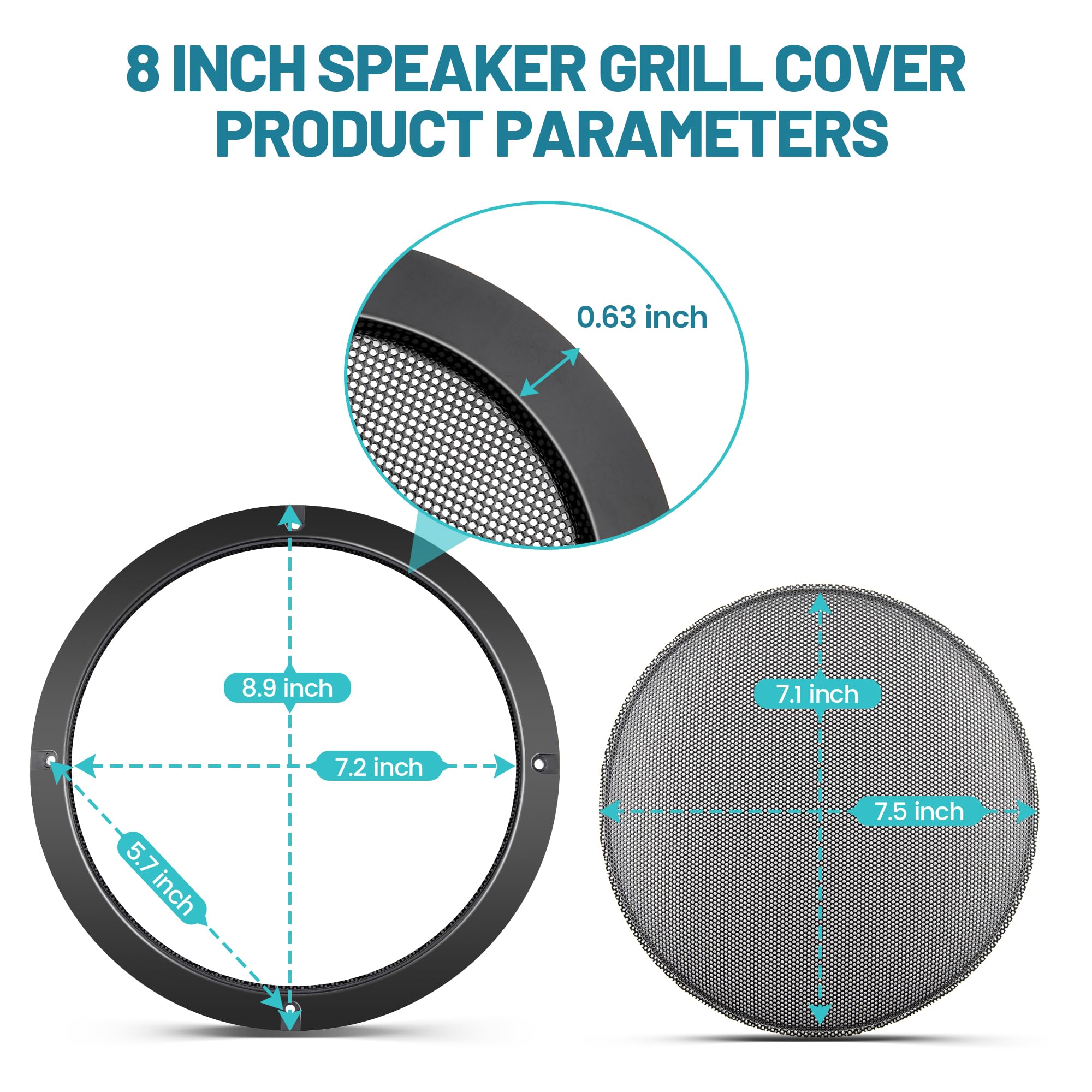 NuIth 8 Inch Metal Mesh Round Speaker Grill Cover - Universal Car & Home Audio Speaker Grills with 8 Screws - Protective Subwoofer Grill & Horn Guard for DIY Installation (Perfect for Car Audio Systems, Home Theater Speakers, and DIY Audio Projects)