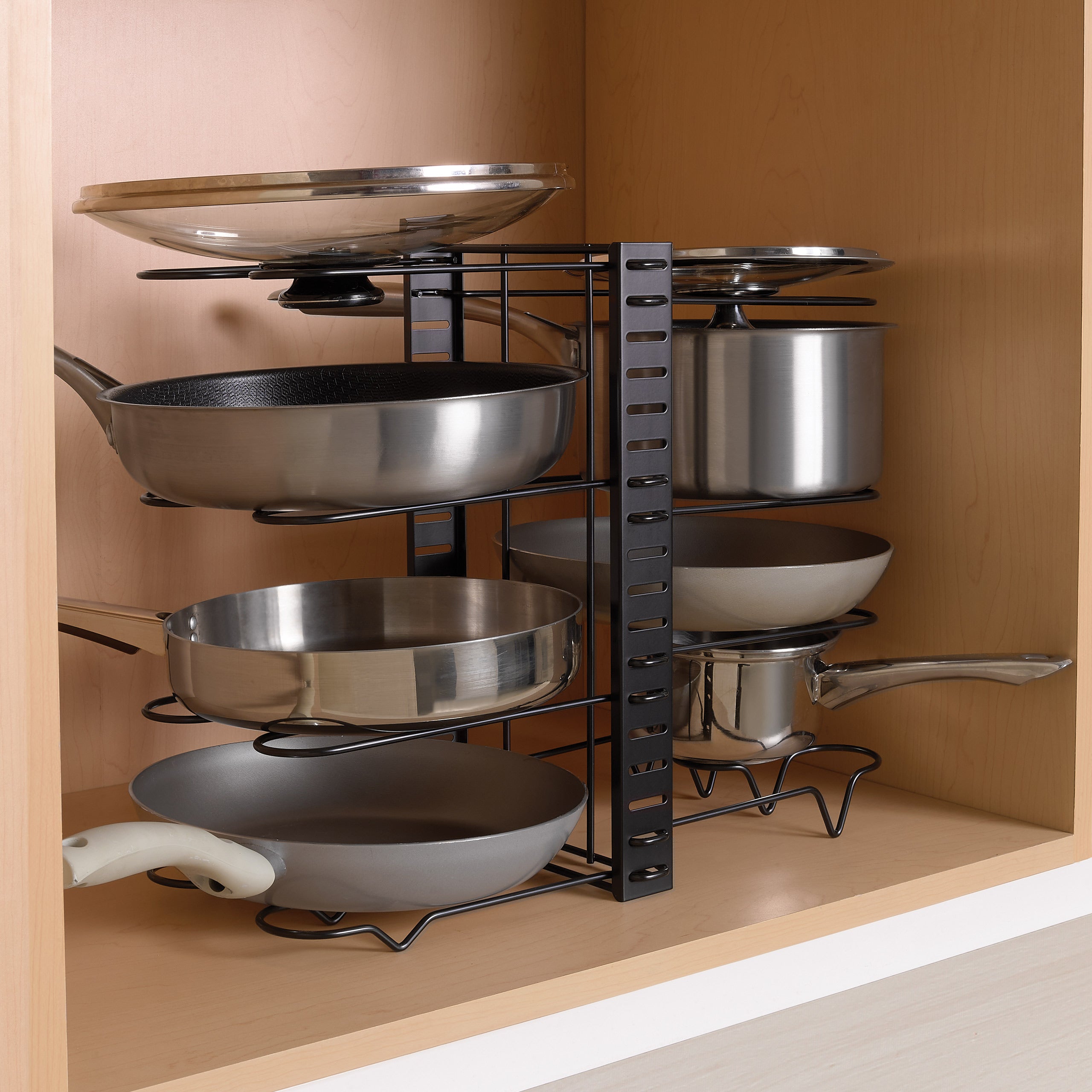 Stainless Steel Cookware Rack - Space Saving Kitchen Organizer for Pots, Pans & Lids - Perfect for Small Kitchens & Pantry Storage