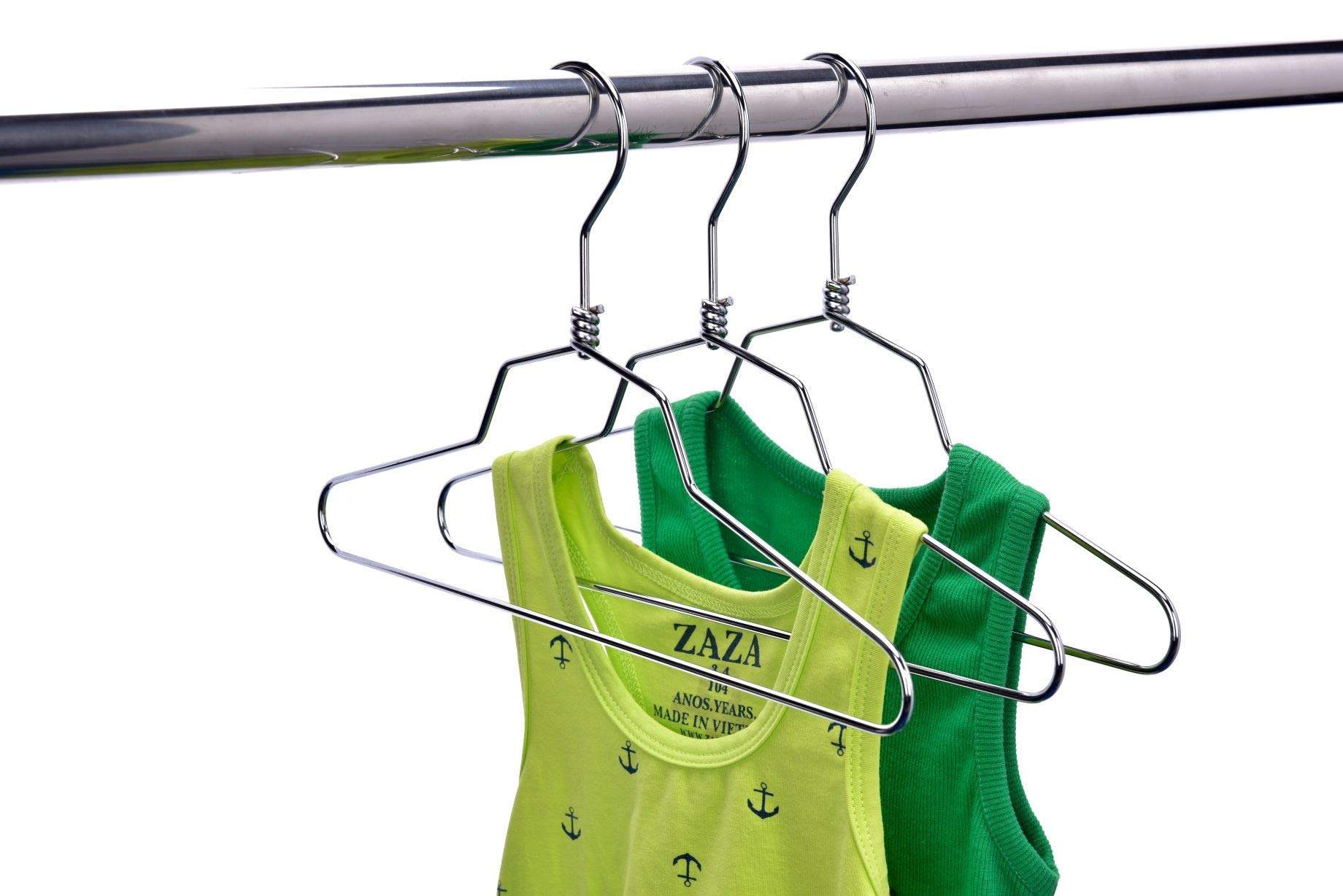 100-Pack Heavy Duty Stainless Steel Swivel Hook Metal Hangers for Clothes, Jackets, Shirts, Pants & Suits - 12