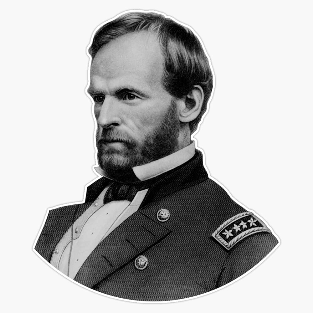 General William Tecumseh Sherman Vinyl Sticker - Waterproof Decal for Laptop, Wall, Window & Bumper - 5 Inch Historical Military Decoration - Perfect for History Buffs, School Projects & Patriotic Decor