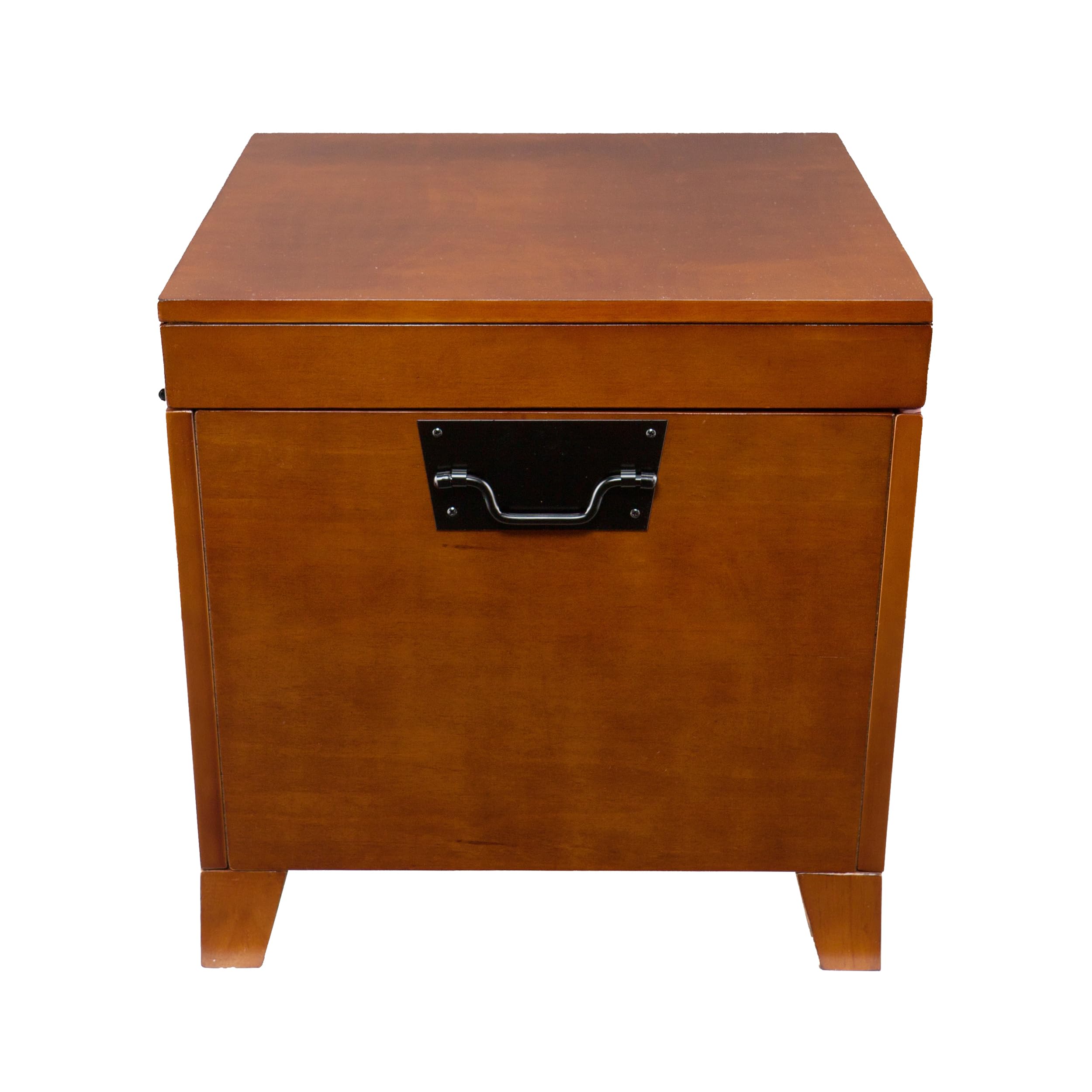 SEI Furniture Pyramid Storage Trunk Coffee Table - Mission Oak Finish, Rustic Living Room Storage Ottoman with Lift Top, Perfect for Small Spaces & Home Organization