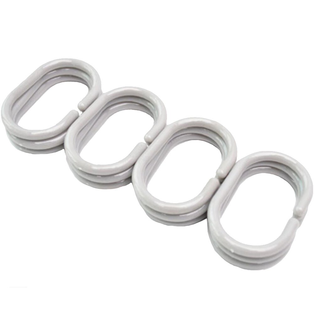 12-Pack Gray Shower Curtain Hooks Type C - Rust-Resistant Bathroom Accessories for Shower, Bathtub & Home Decor