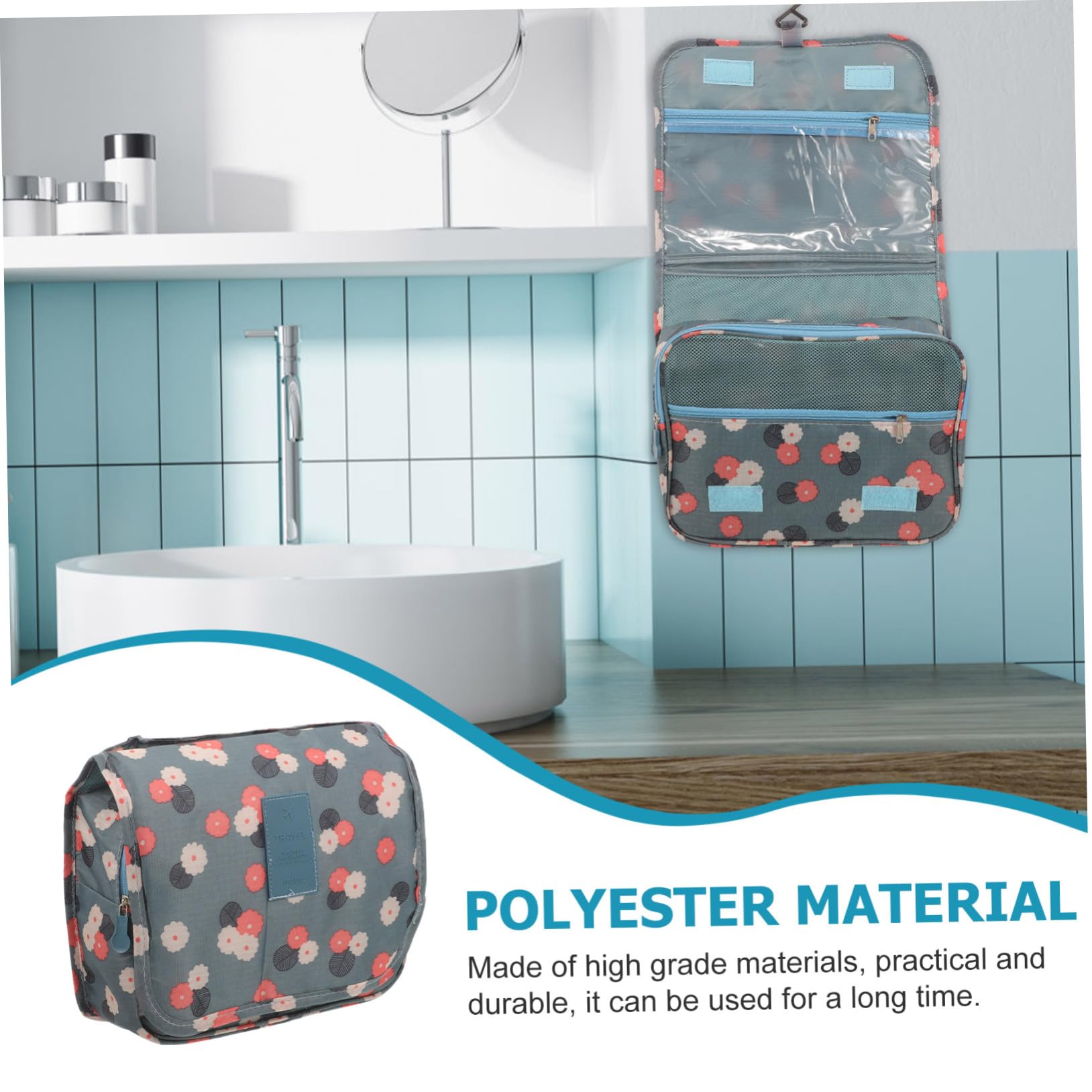 Healeved Hanging Travel Toiletry Bag for Women - Waterproof Makeup & Shower Organizer with Multiple Pockets - Perfect for Camping, Gym, and Business Trips - Portable Polyester Travel Accessory