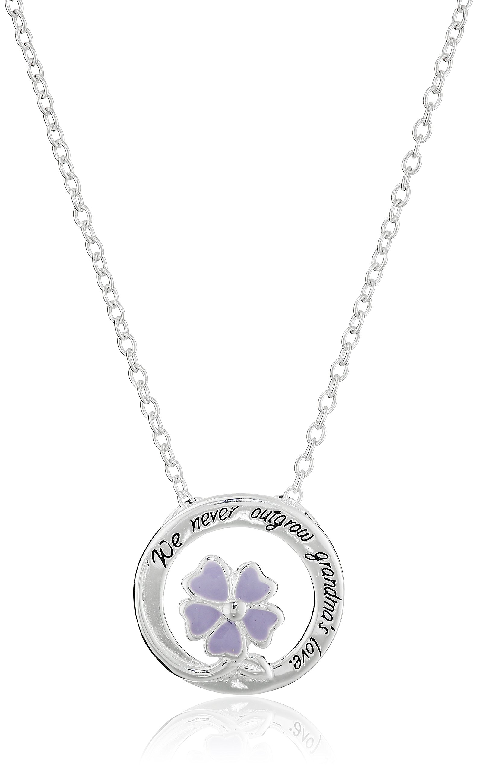 Hallmark Jewelry Sterling Silver 'Grandma's Love' Flower Pendant Necklace for Women - Perfect Gift for Mother's Day, Birthday & Family Occasions