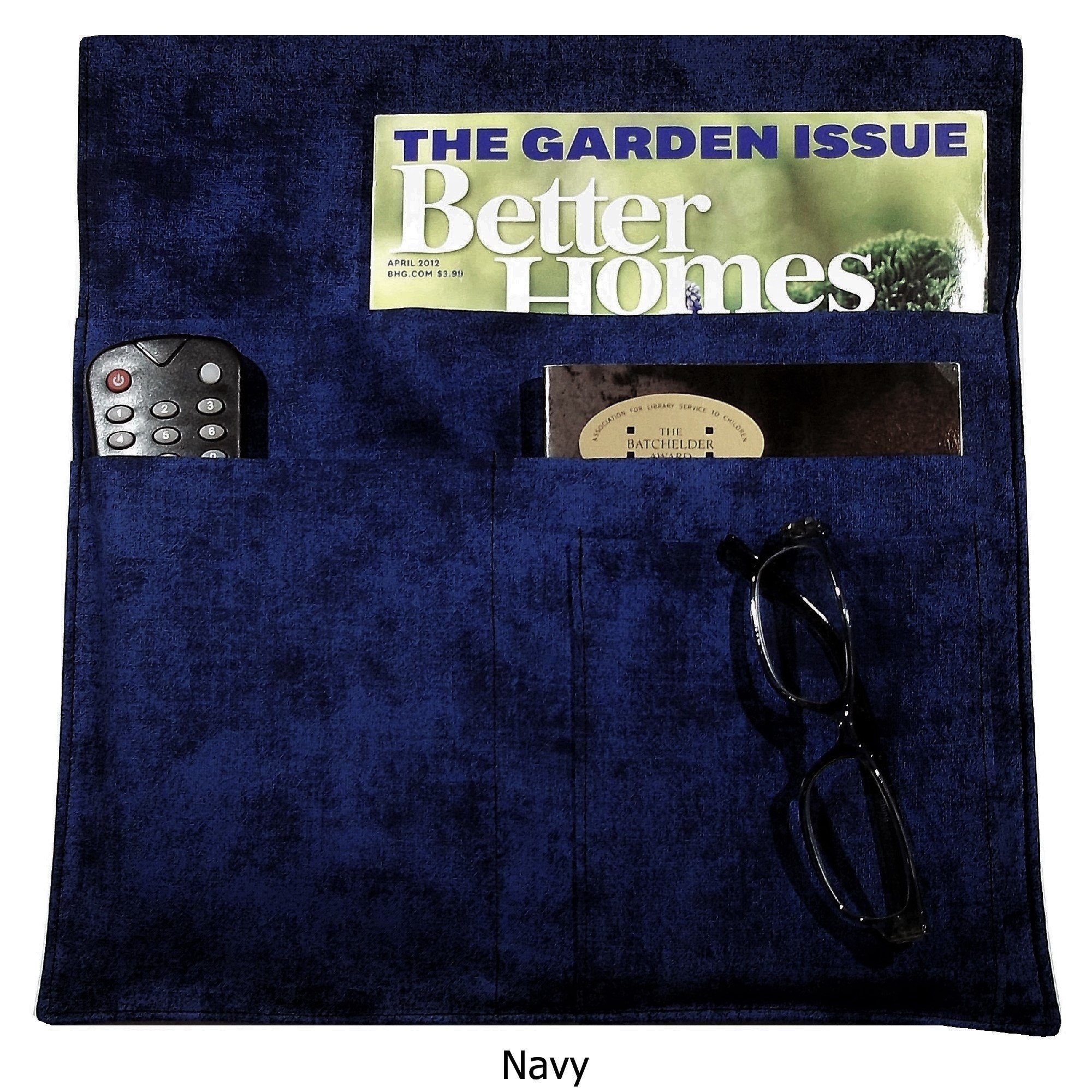 Handmade Navy Fabric Armchair Organizer - Sofa & Couch Caddy with Remote Holder | Perfect for Living Room, Bedroom & Home Theater Organization
