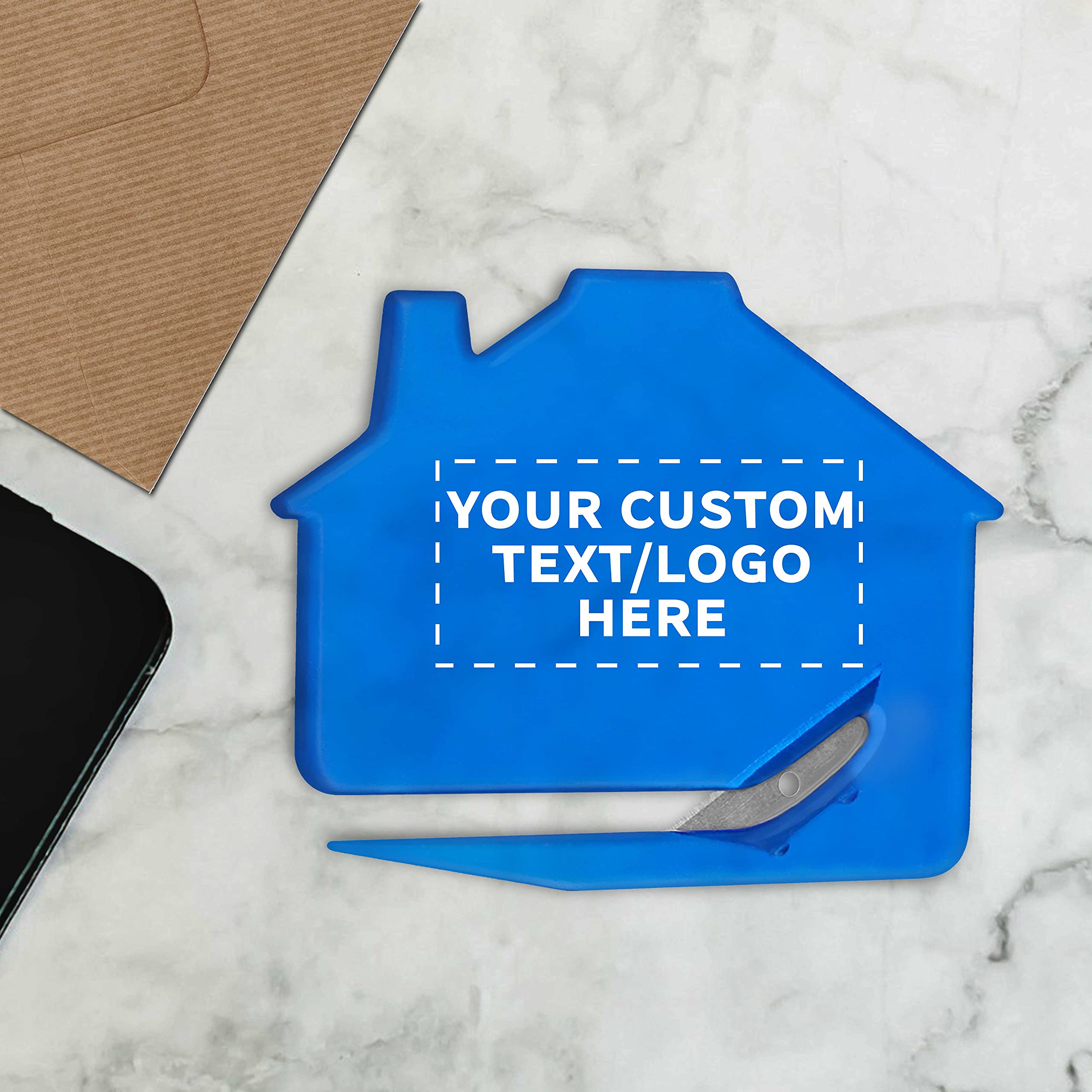 Custom House Letter Openers Set of 100 - Personalized Bulk Pack for Home & Office Use - Elegant TBlue Design - Ideal for Mail Opening, Corporate Gifts & Wedding Favors