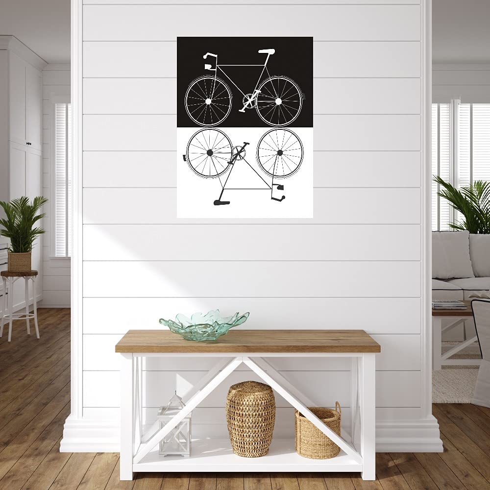 Two Bikes Fine Art Canvas Wall Decor by Jan Weiss - Ready to Hang 24x32 Inch - Perfect for Living Room, Bedroom, Office & More - Handmade Painting for Home & Commercial Spaces