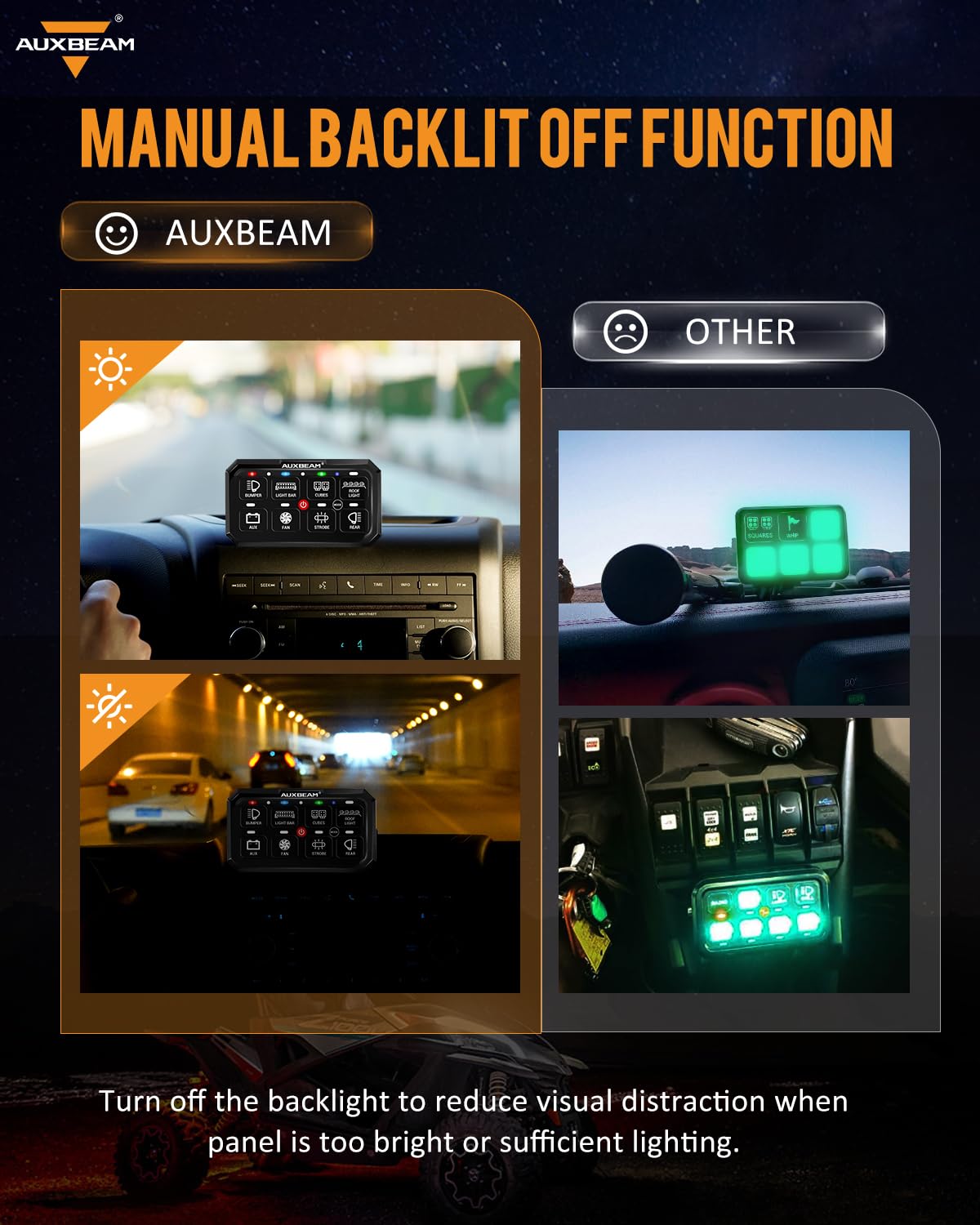 Auxbeam RGB 8 Gang Switch Panel 5.3 Inch RB80 XL - Waterproof Offroad Marine Toggle Switch Pod with Momentary/Pulsed Function & Backlight for Trucks, ATV, Boats - Durable Relay System Box with 2 Year Warranty | Perfect for Off-Roading, Marine Applications & Vehicle Customization