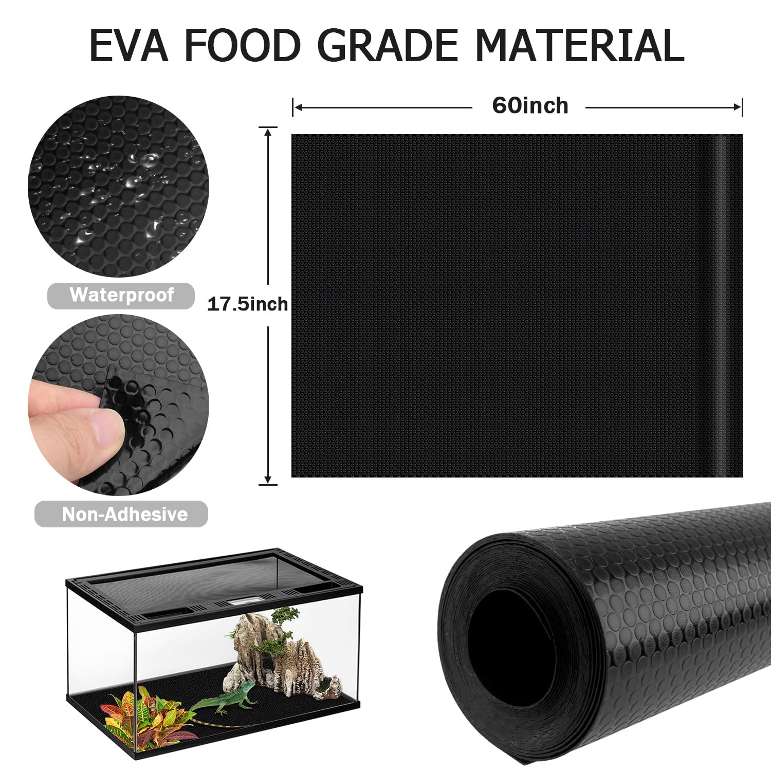 Premium Reptile Tank Accessories Set - Leopard Gecko & Bearded Dragon Terrarium Decor with Soft Pet Cushions & Black Carpet Substrate for Lizards, Iguanas, Snakes, Tortoises - Ideal for Reptile Habitat Setup & Tank Enrichment
