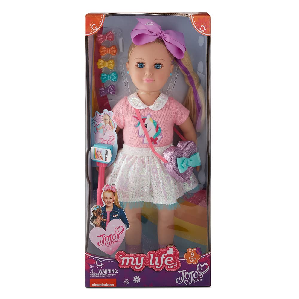 JoJo Siwa 18-Inch Poseable Doll with Cell Phone & Selfie Stick - Interactive Fashion Doll for Kids, Perfect for Playtime, Birthday Gifts & Collectors