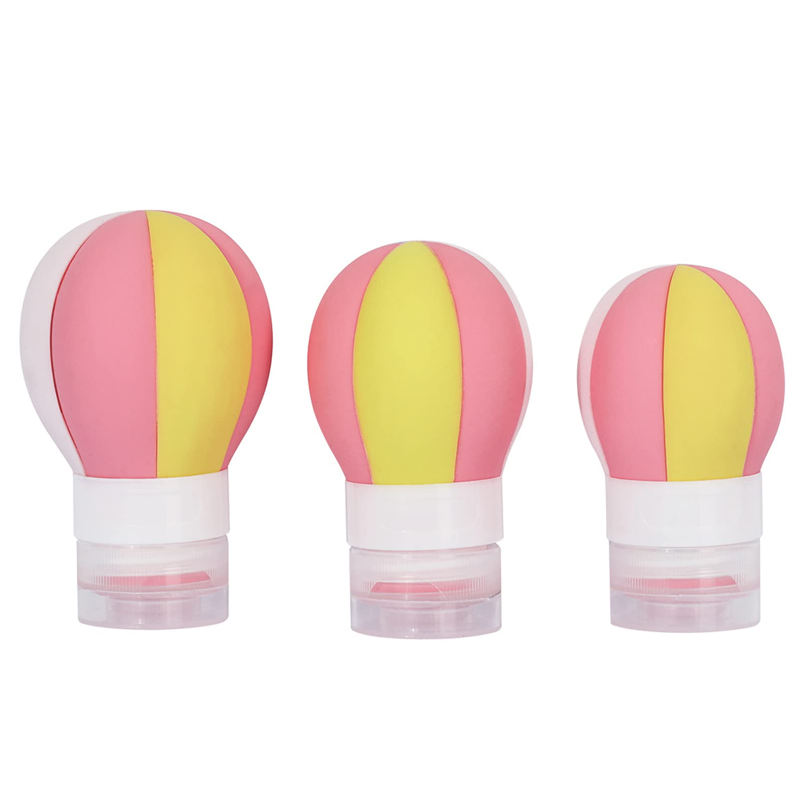 Angzhili 3-Piece Silicone Travel Bottle Set - Hot Air Balloon Shaped Leak-Proof Containers for Liquids, Gels & Creams | Perfect for Toiletries, Skincare & Hand Sanitizer During Travel, Gym or Camping