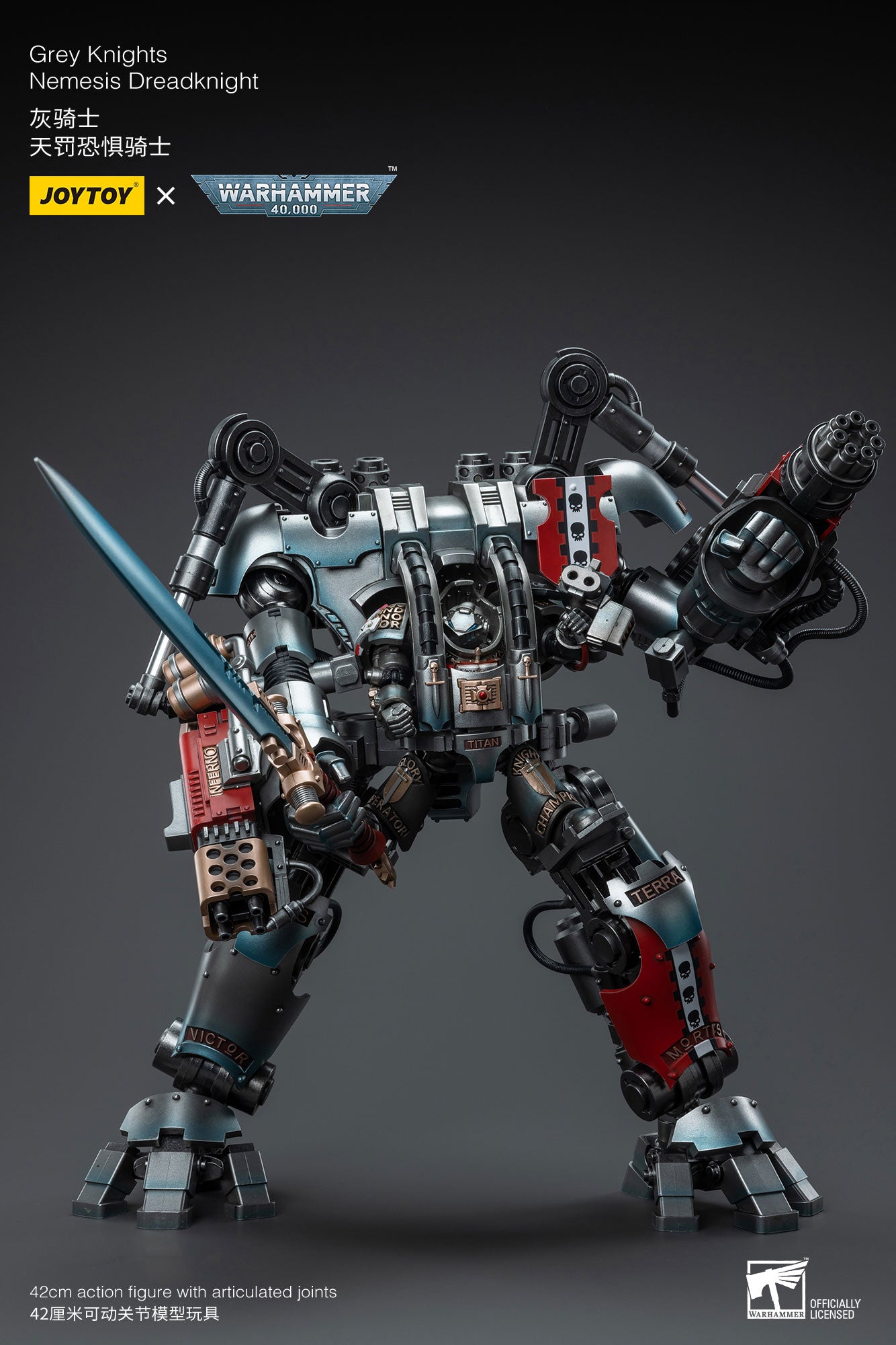 Pre-Order 1/18 JOYTOY Warhammer 40K Grey Knights Nemesis Dreadknight Action Figure Set - Reissue Edition | Collectible Model for Warhammer Fans & Tabletop Gaming Scenes