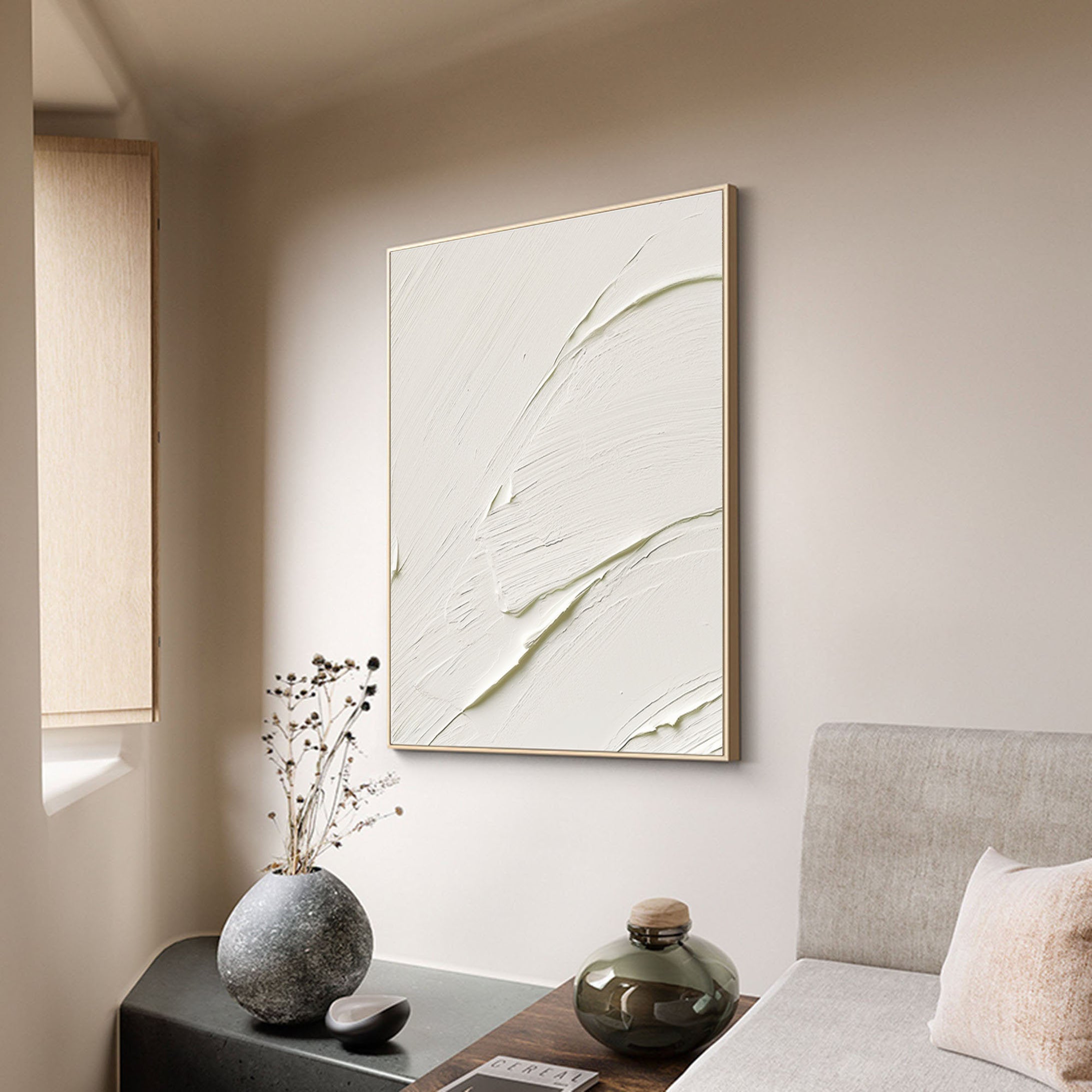 Minimalist Textured Plaster Art Painting - Abstract Wall Decor for Living Room, Bedroom & Office | #MM094