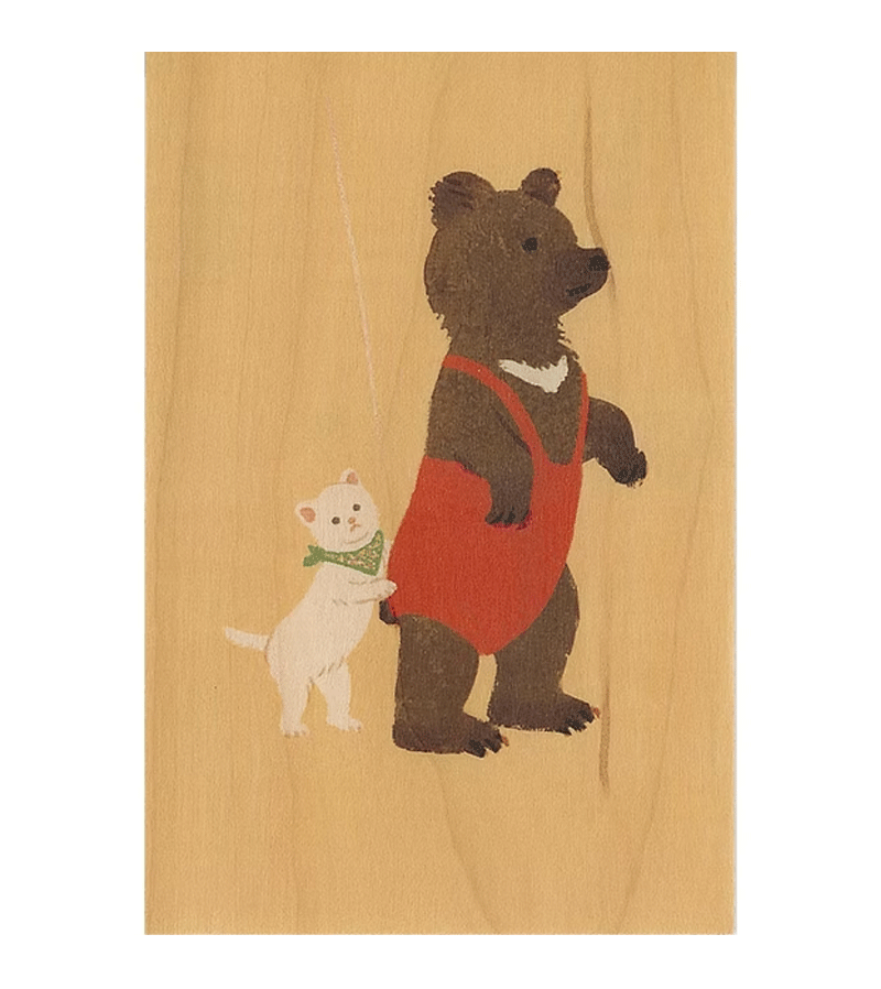 Bear and Cat Wooden Animal Cards - Handmade Wooden Greeting Cards for Kids by WOODHI - Perfect for Birthdays, Baby Showers & Party Favors