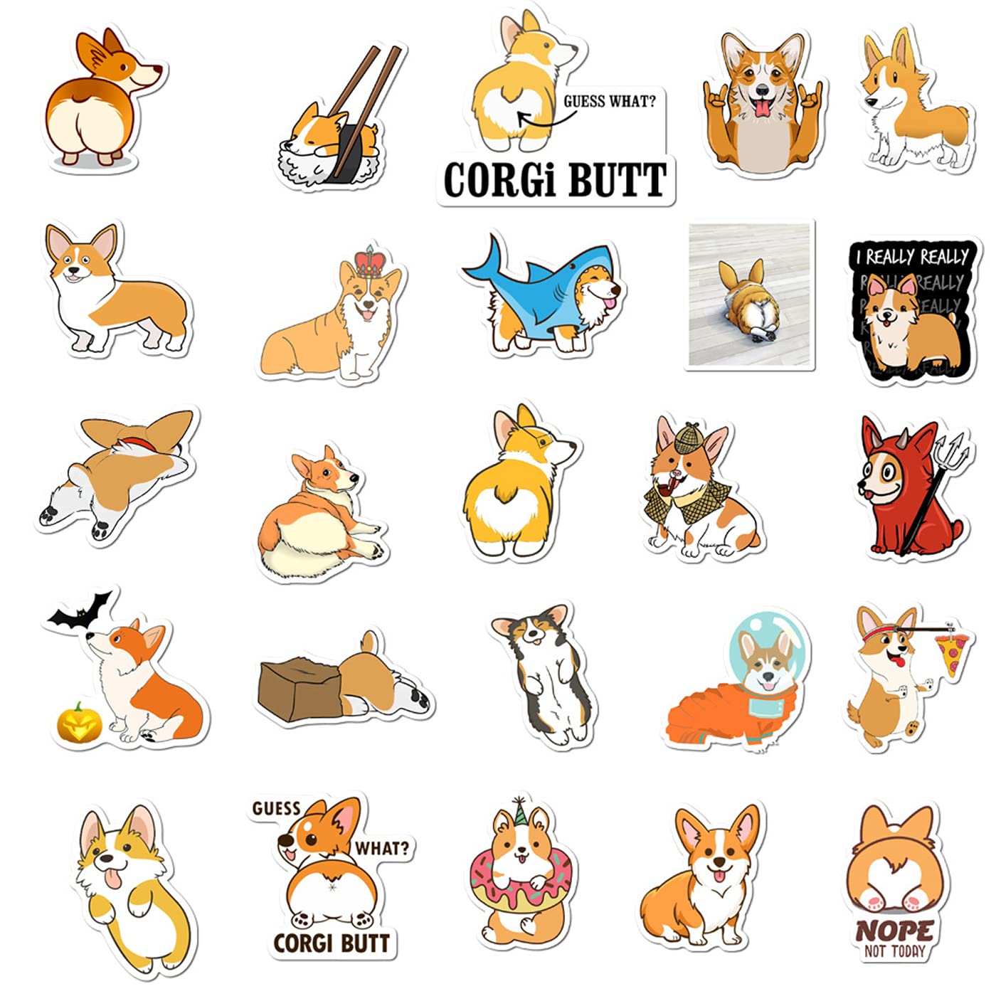 50Pcs Welsh Corgi Pembroke Stickers - Cute Dog Vinyl Decals for Kids, Teens & Adults - Waterproof Puppy Stickers for Scrapbooking, Laptop, Water Bottle, Skateboard, Journaling - Perfect for DIY Crafts, School Projects & Gift Giving